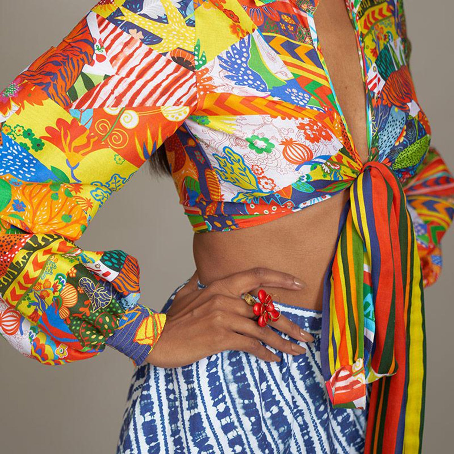 Bailey Midi Tiered Skirt Shibori Borders