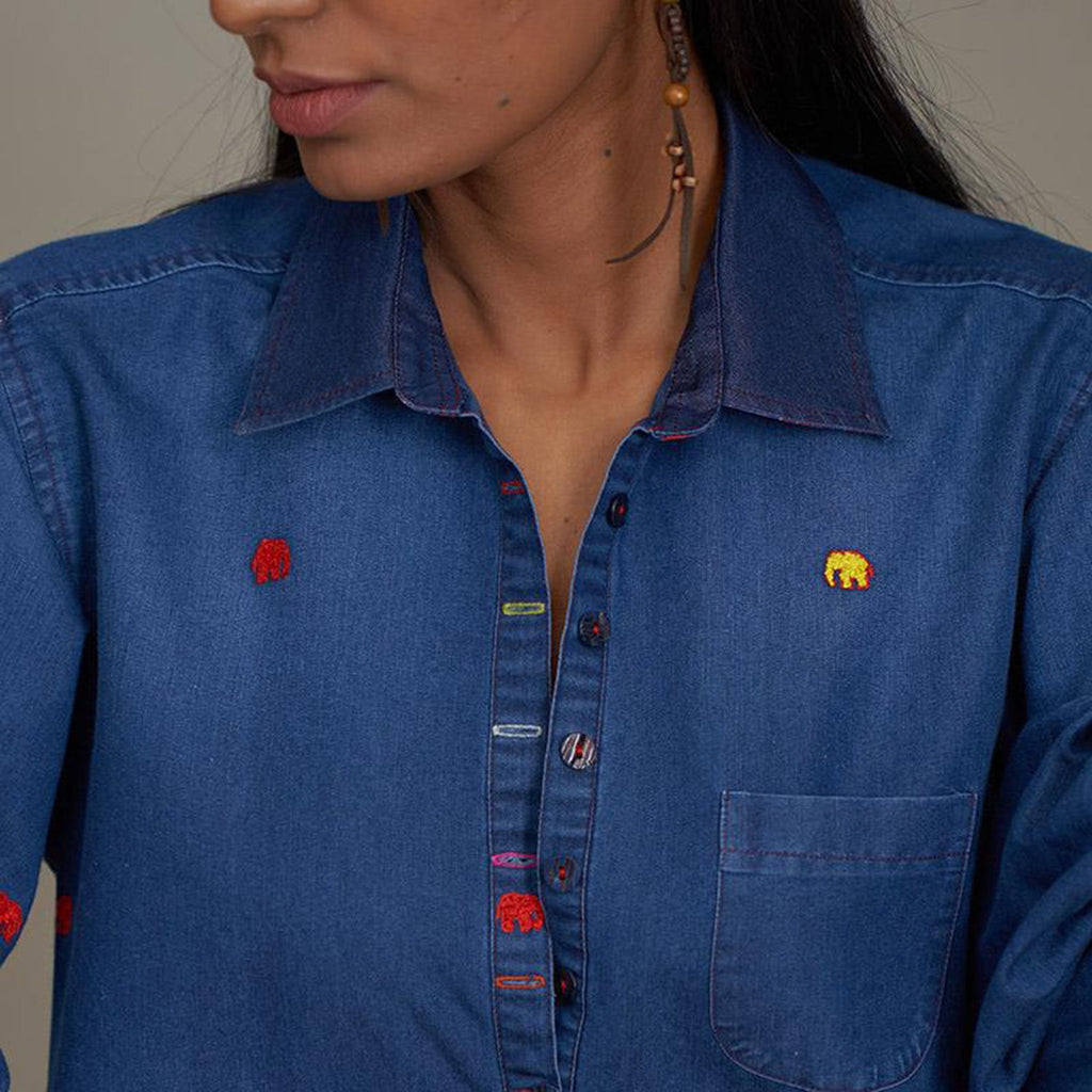Carla Denim Shirt Dress Elephant