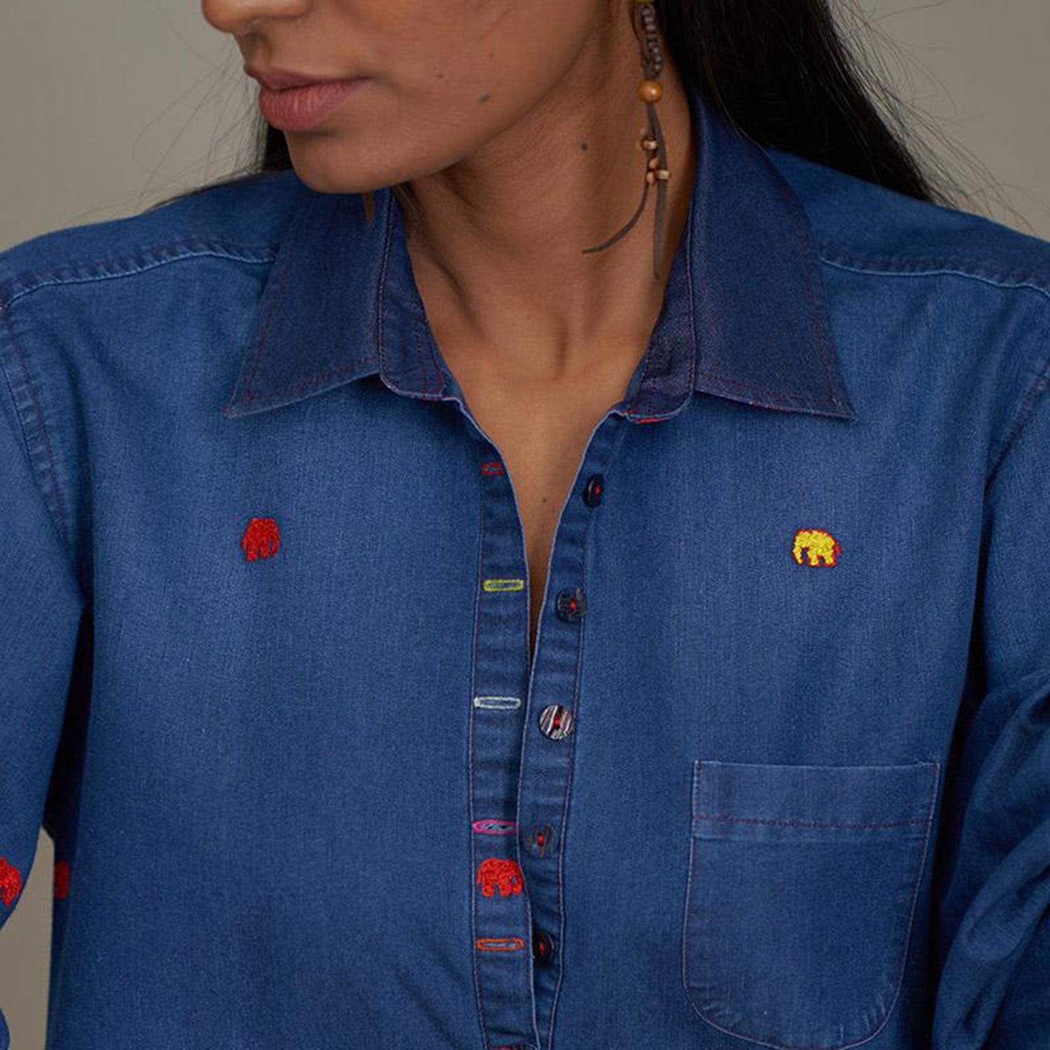 Carla Denim Shirt Dress Elephant