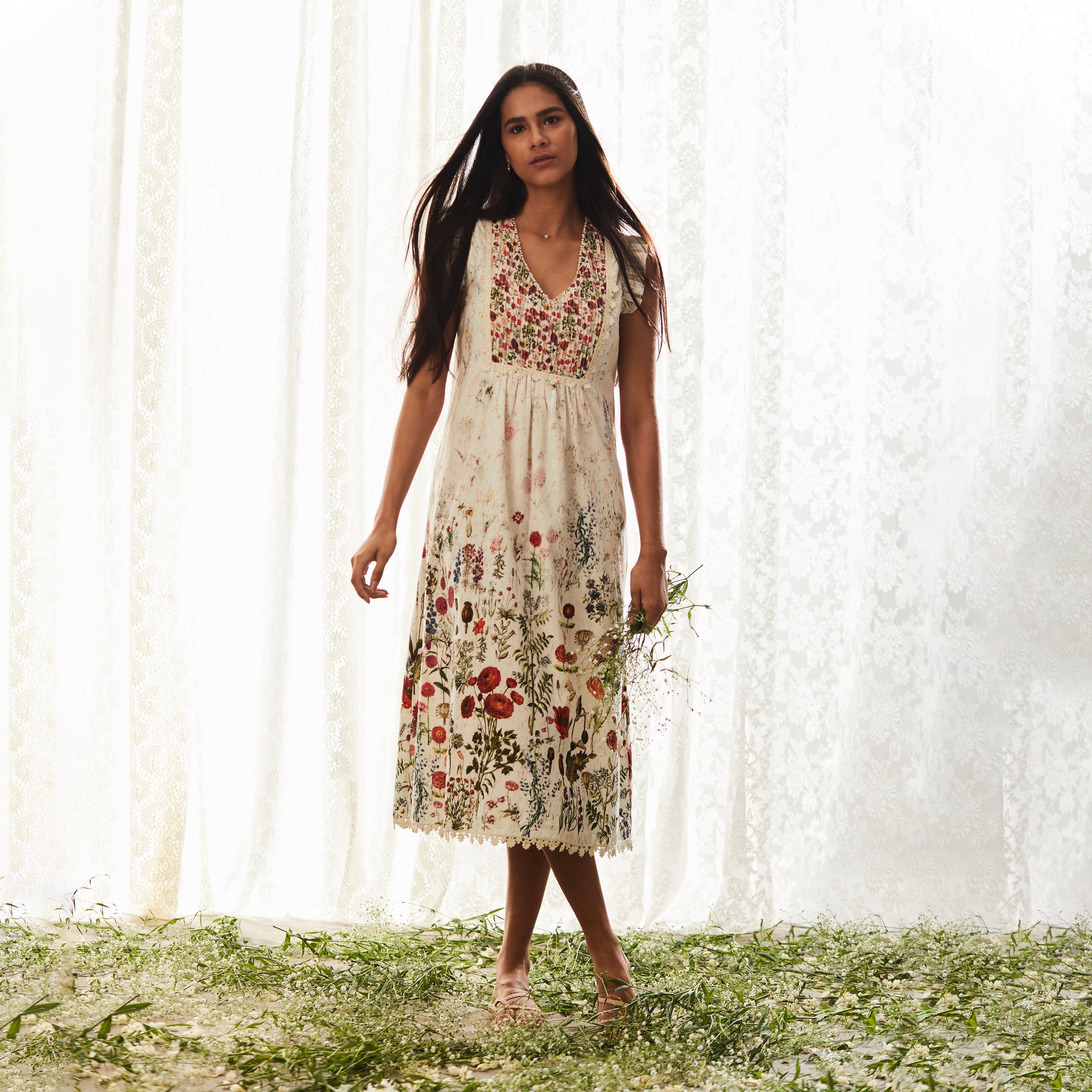 tunic dress with lace trim Lace Waist Ruffle Tunic Dress