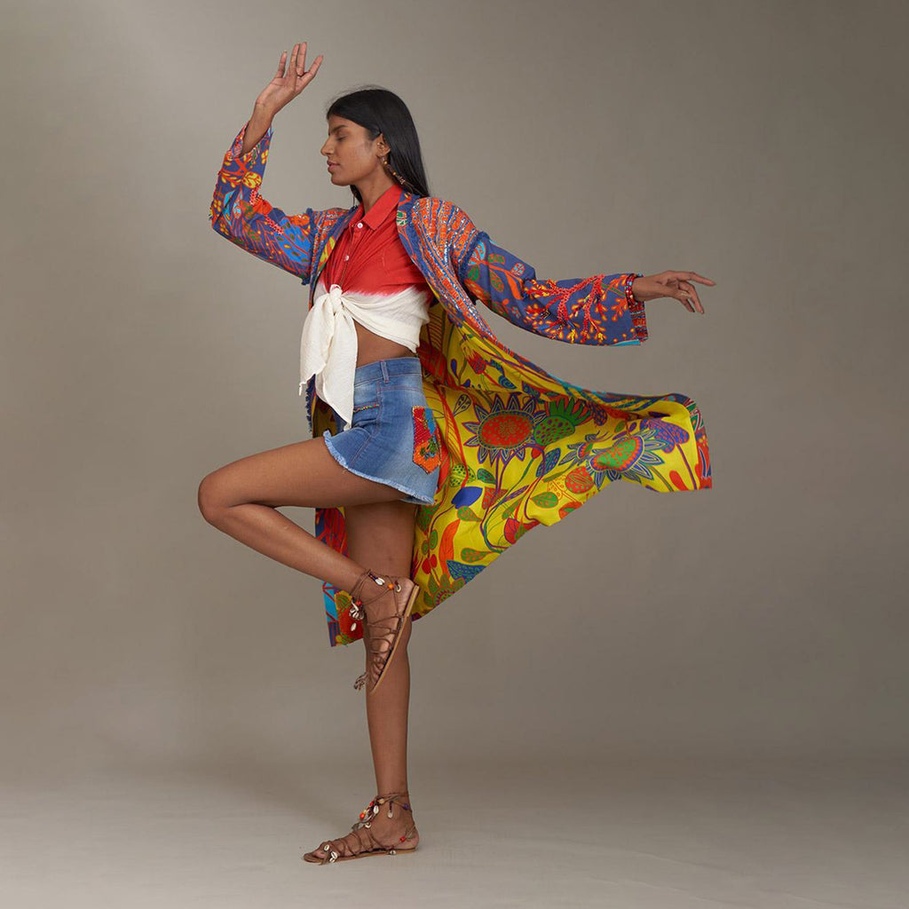 Charlie Long Open Duster Jacket Forest Wonderland