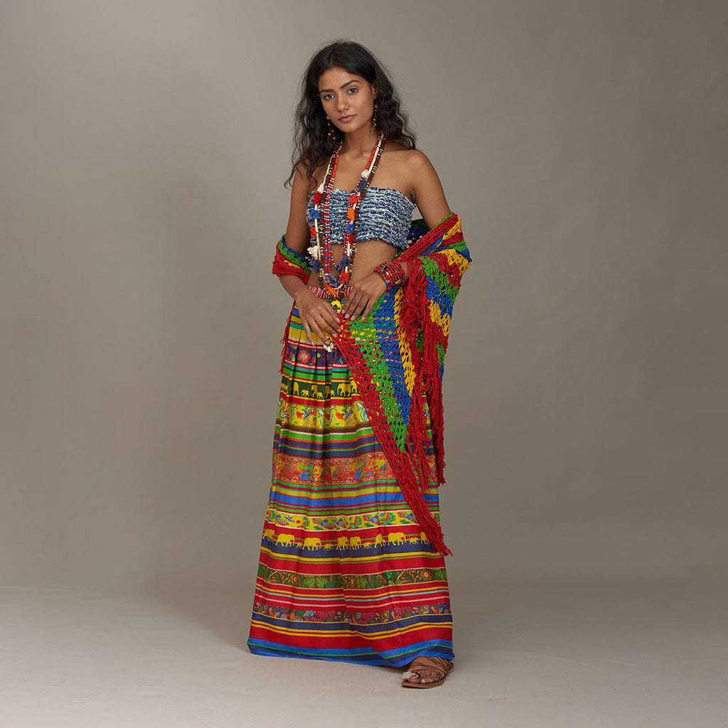 Elisa Border Maxi Skirt Jungle Trail