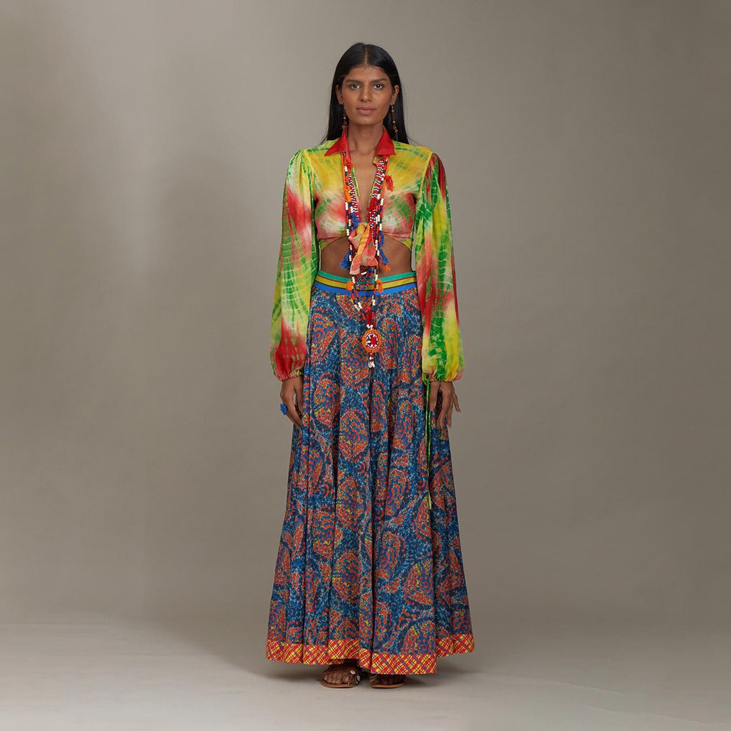 Elsie Tie Up Poetess Blouse Shibori Circle