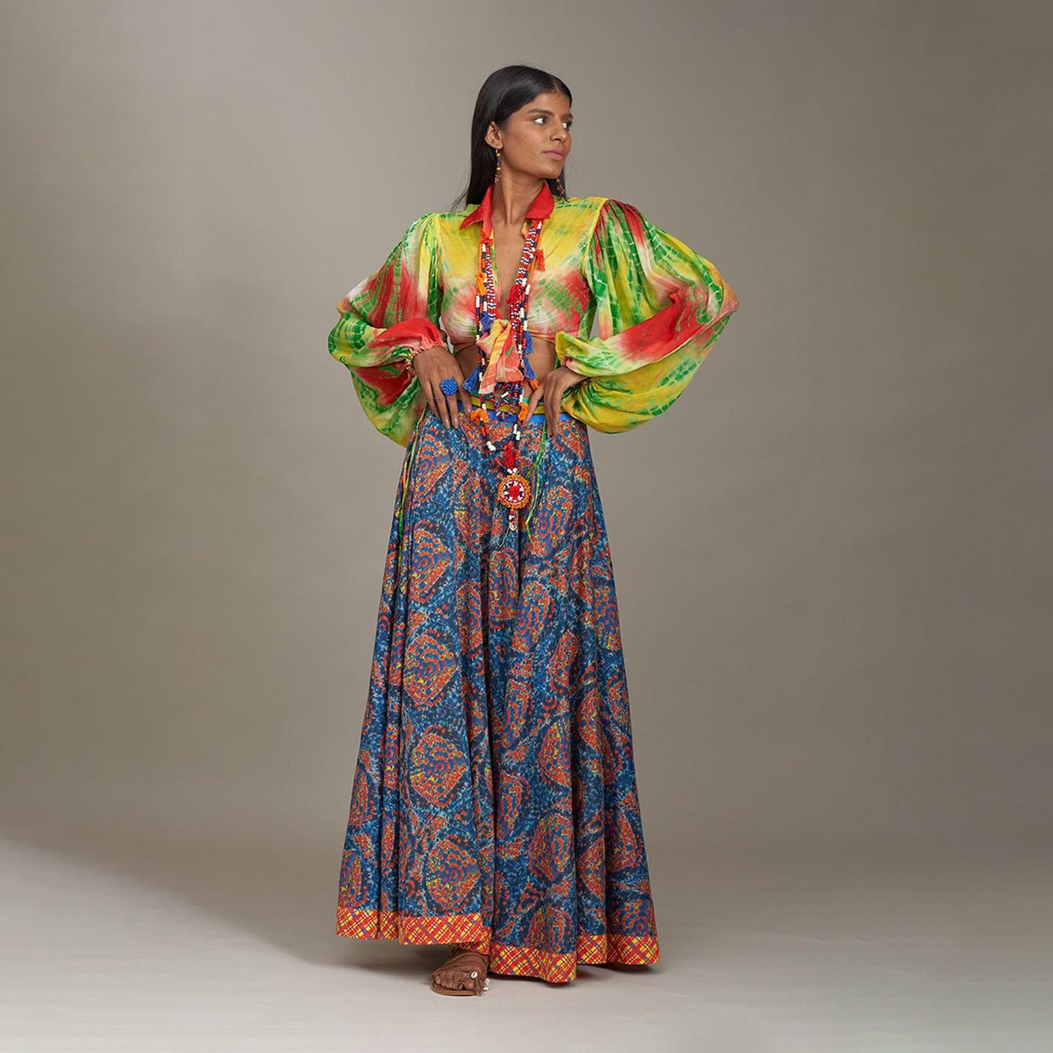 Elsie Tie Up Poetess Blouse Shibori Circle