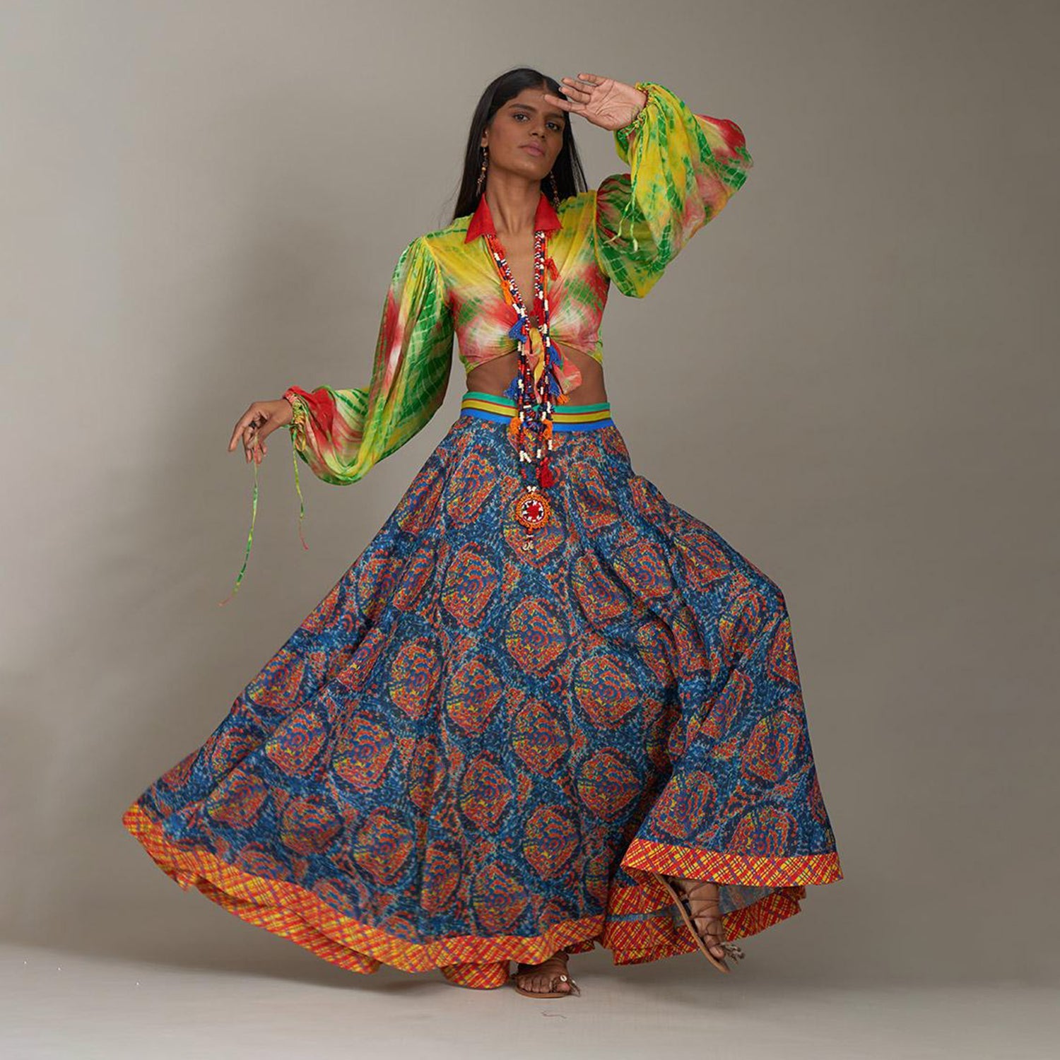 Elsie Tie Up Poetess Blouse Shibori Circle