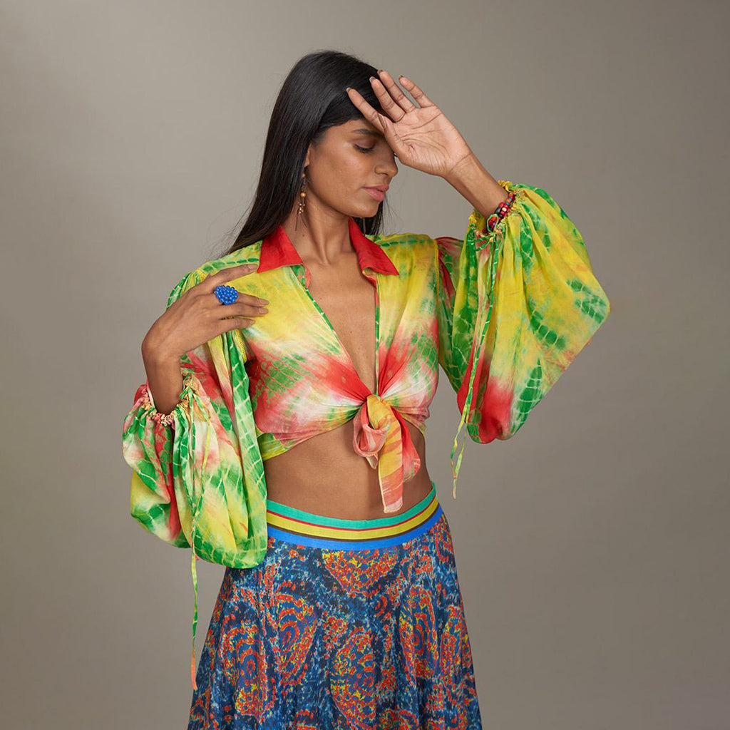 Elsie Tie Up Poetess Blouse Shibori Circle