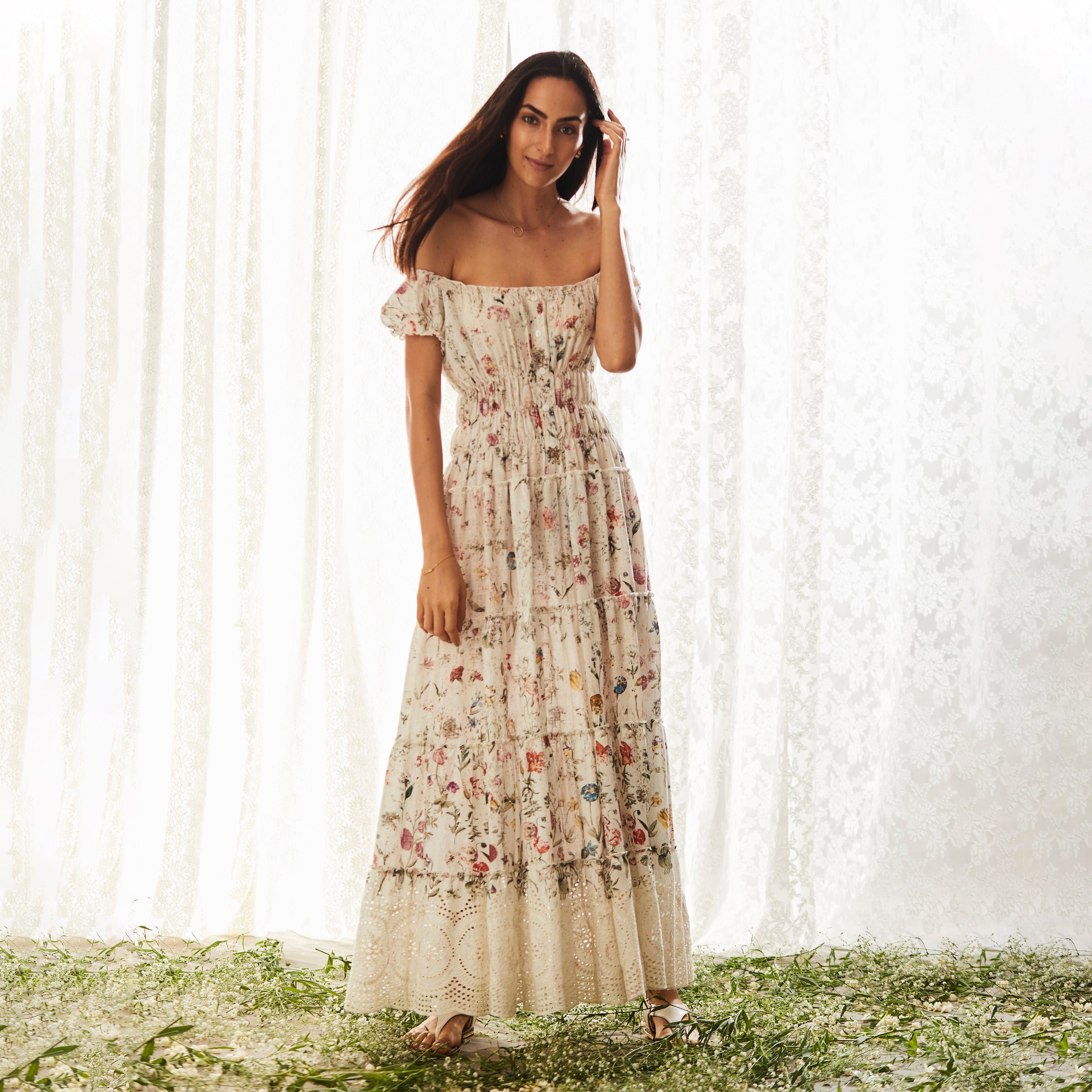 payal jain floral embroidered maxi dress Kinsey Dress