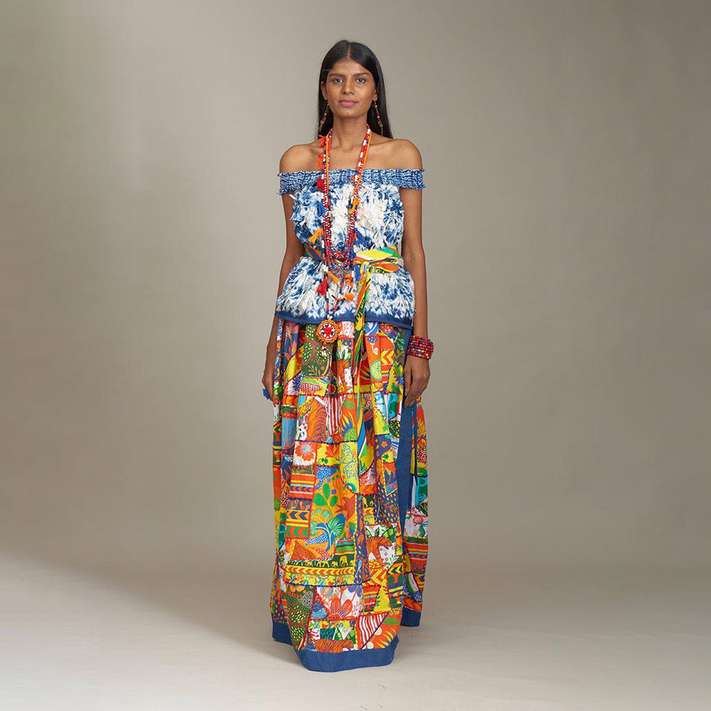 Kamila Wrap Jungle Patchwork Skirt