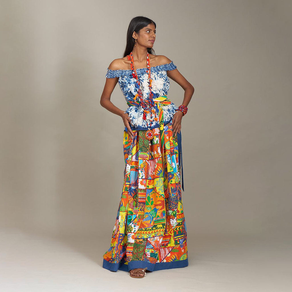 Kamila Wrap Jungle Patchwork Skirt
