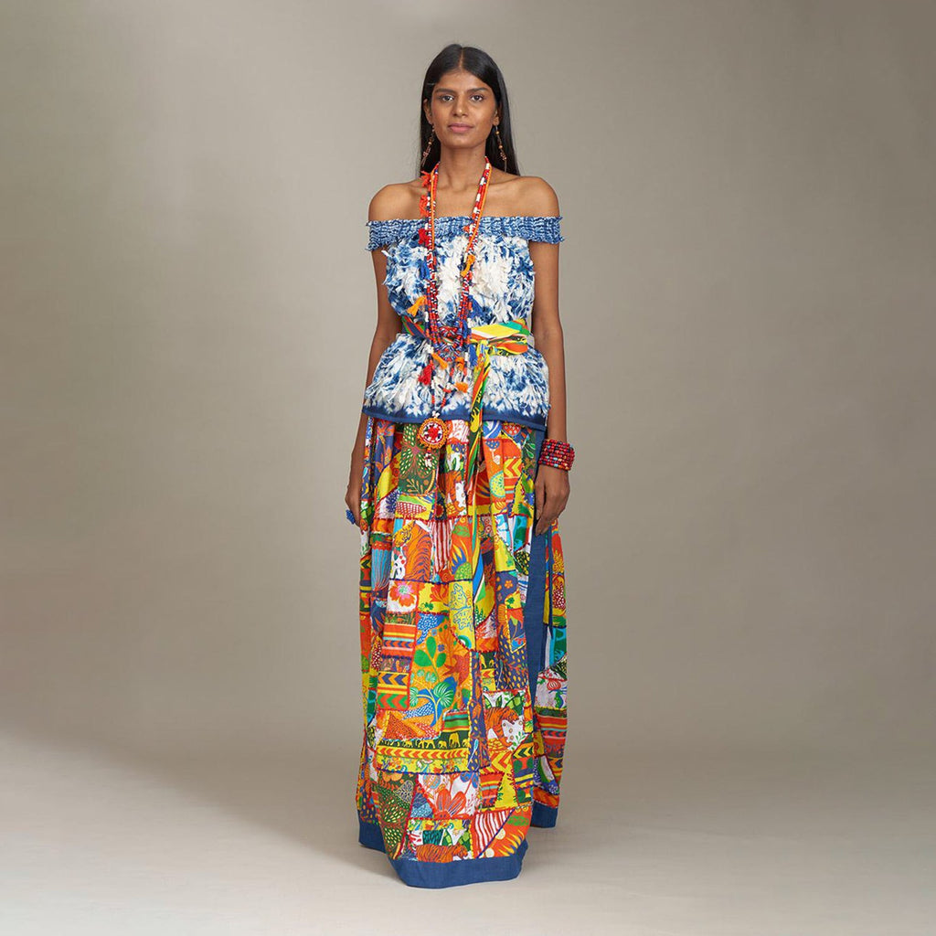 Leia Off Shoulder Shibori Leaf Gilet