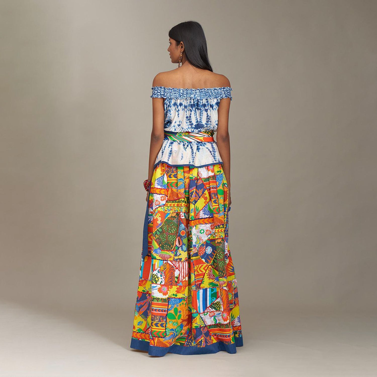 Leia Off Shoulder Shibori Leaf Gilet