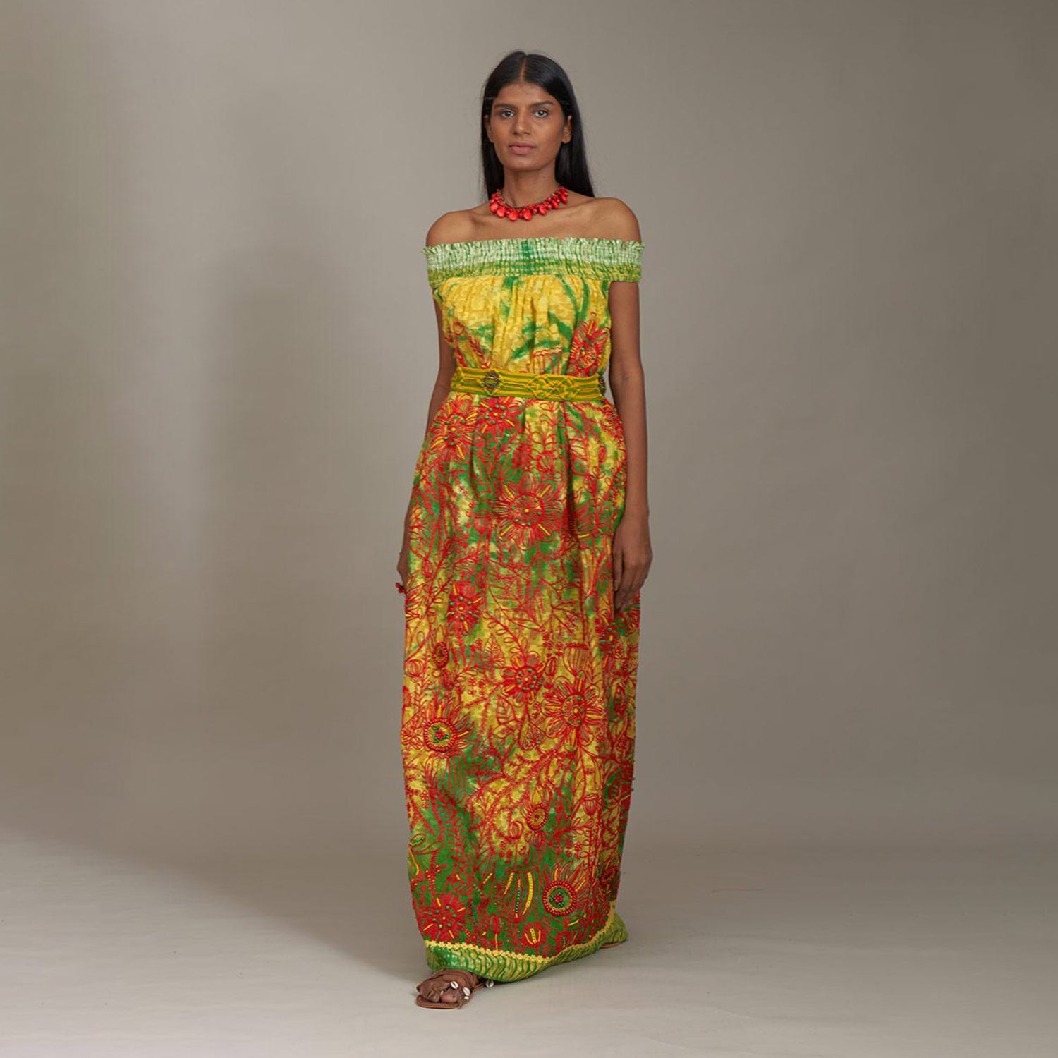 Lilliana Sundress Off Shoulder Dress Shibori Multicolor