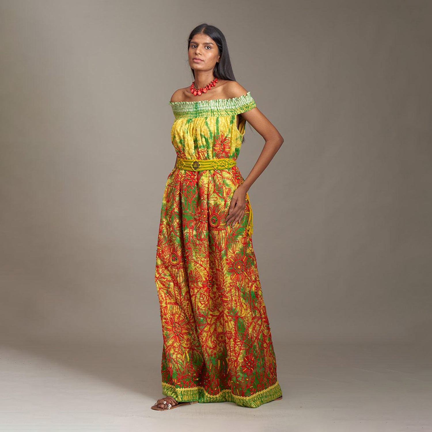 Lilliana Sundress Off Shoulder Dress Shibori Multicolor