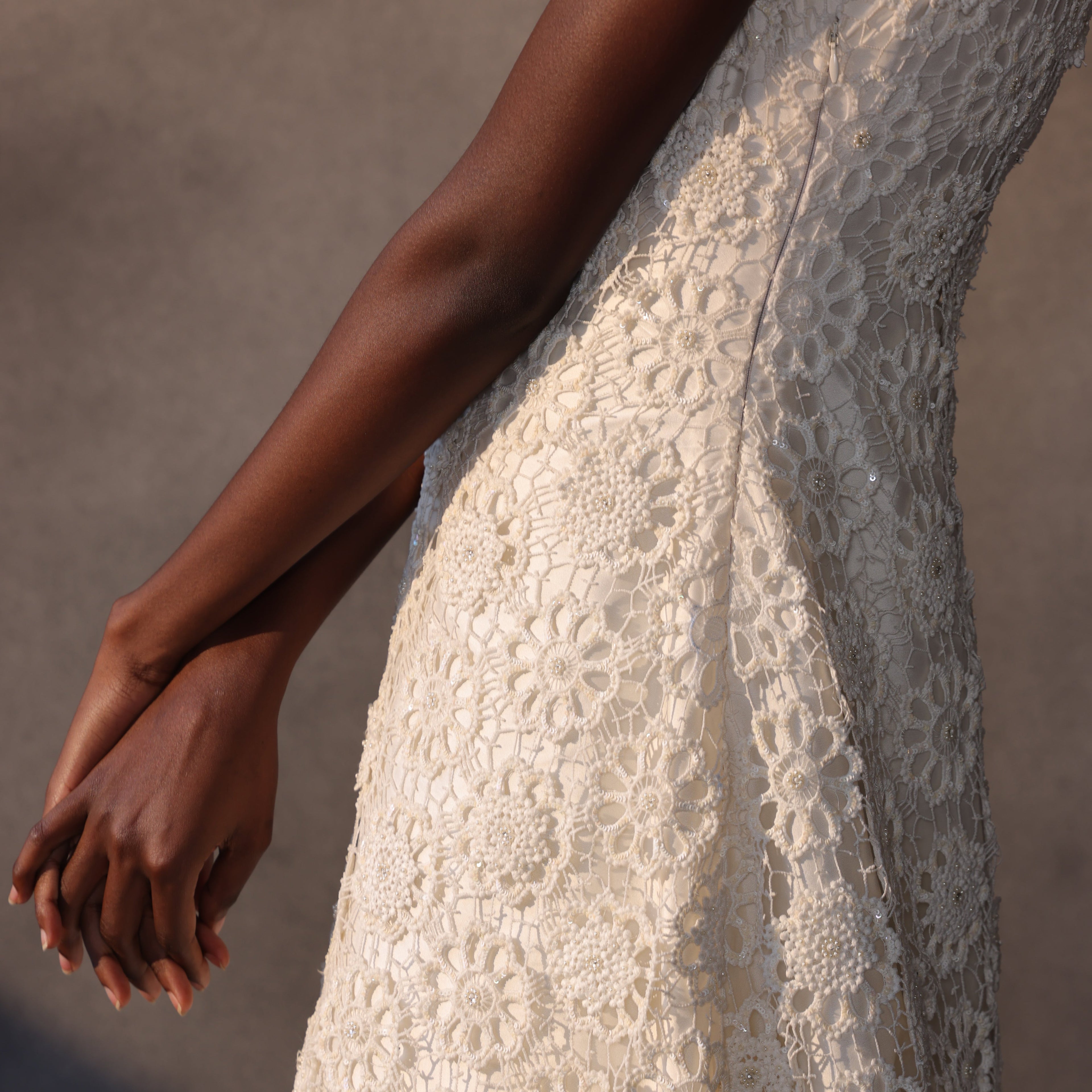 Ethereal Whispers – Guipure Cutwork Lace Gown