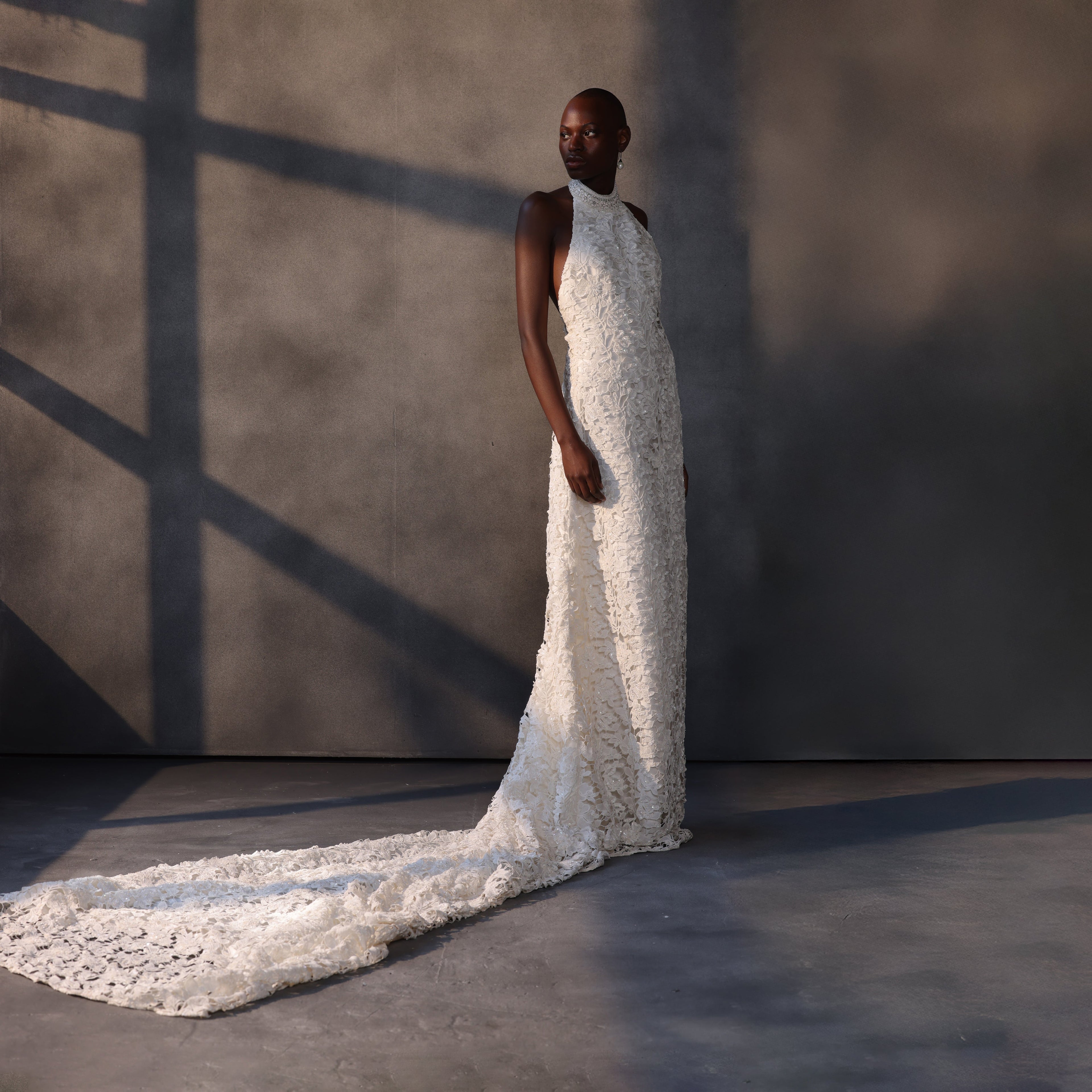 Gossamer Night – Jeweled Guipure Lace Gown