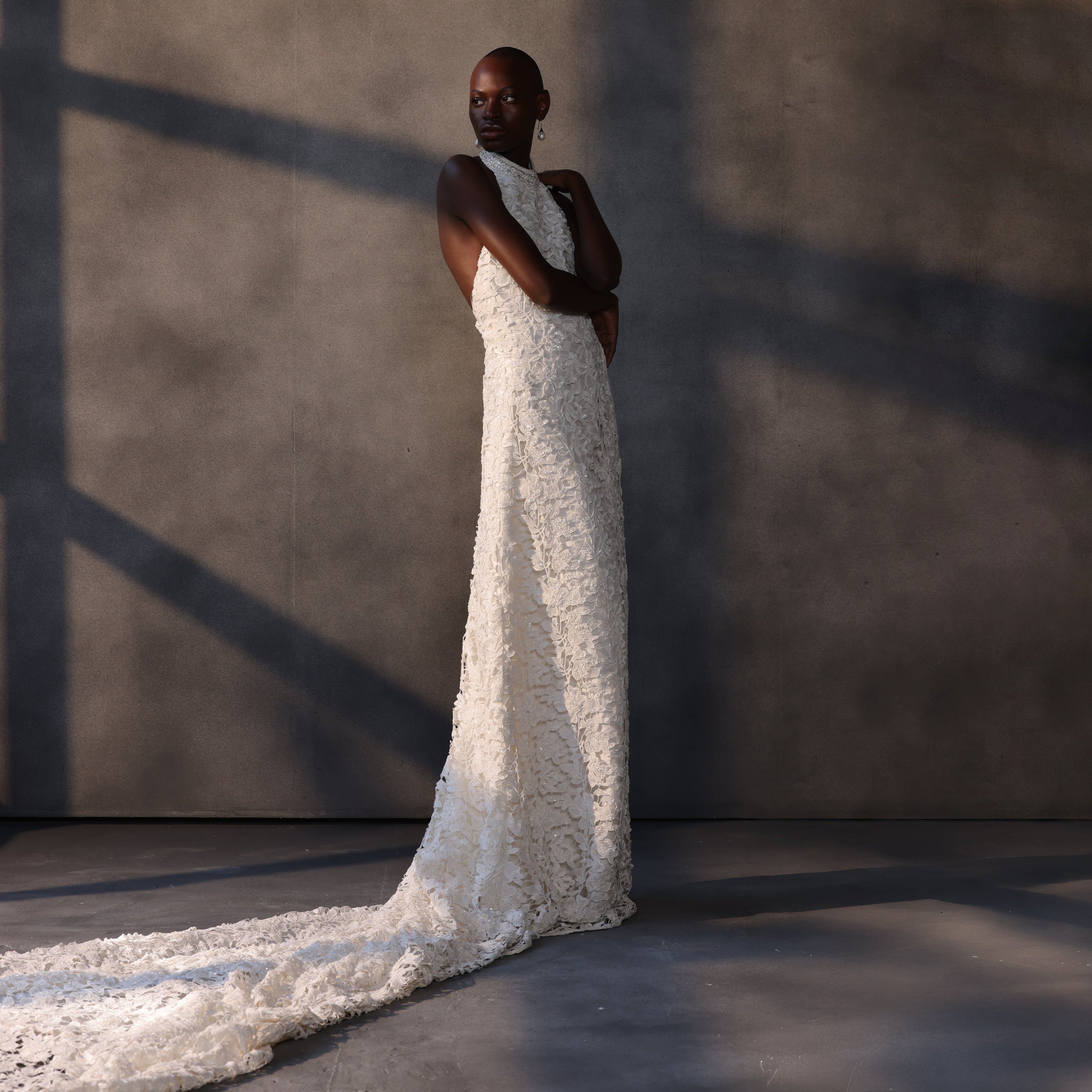 Gossamer Night – Jeweled Guipure Lace Gown