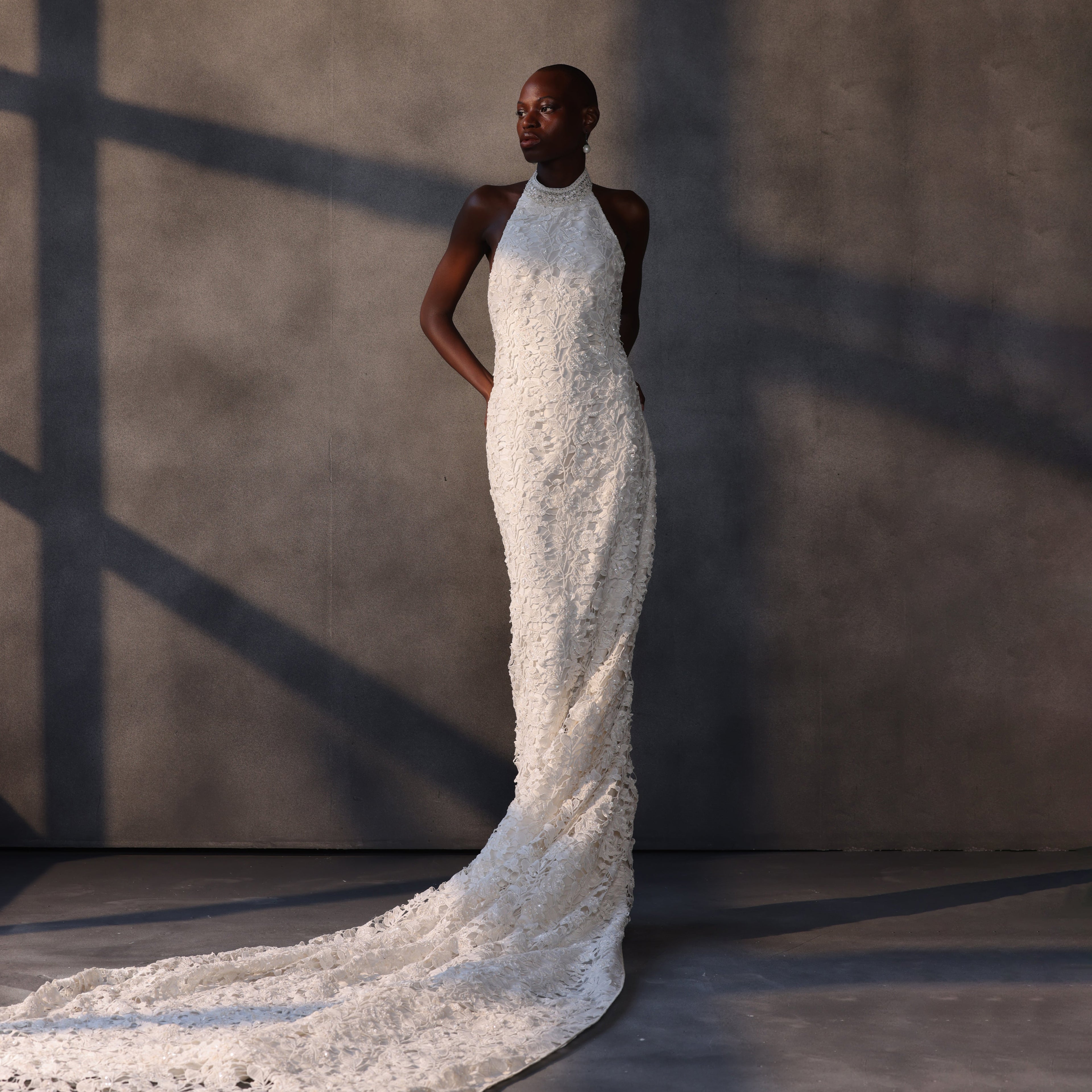 Gossamer Night Jeweled Guipure Lace Gown - Ivory / S Gossamer Night Jeweled Guipure Lace Gown - Ivory / S