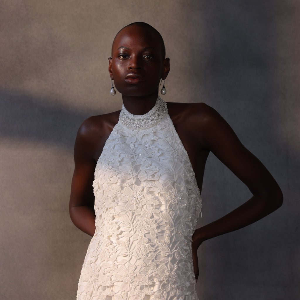 Gossamer Night – Jeweled Guipure Lace Gown