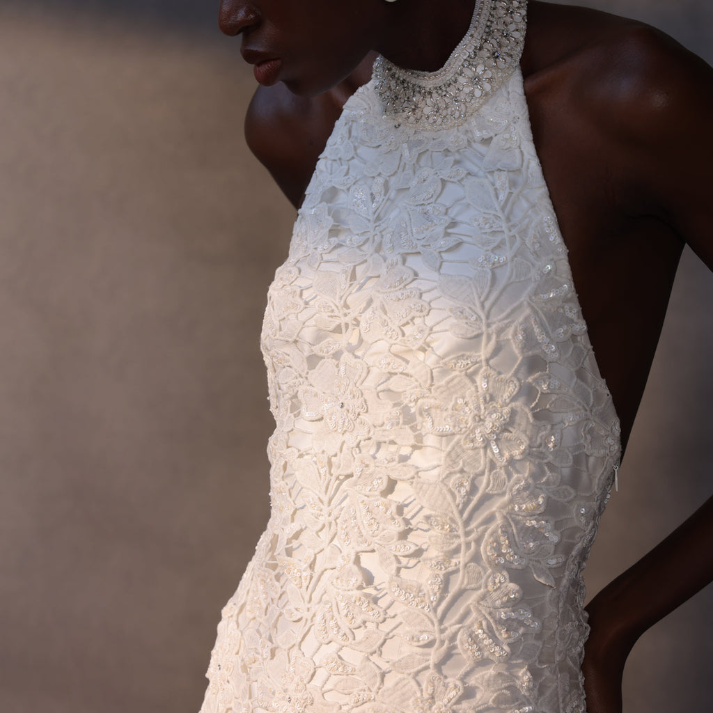 Gossamer Night – Jeweled Guipure Lace Gown