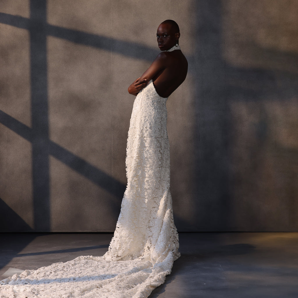 Gossamer Night – Jeweled Guipure Lace Gown