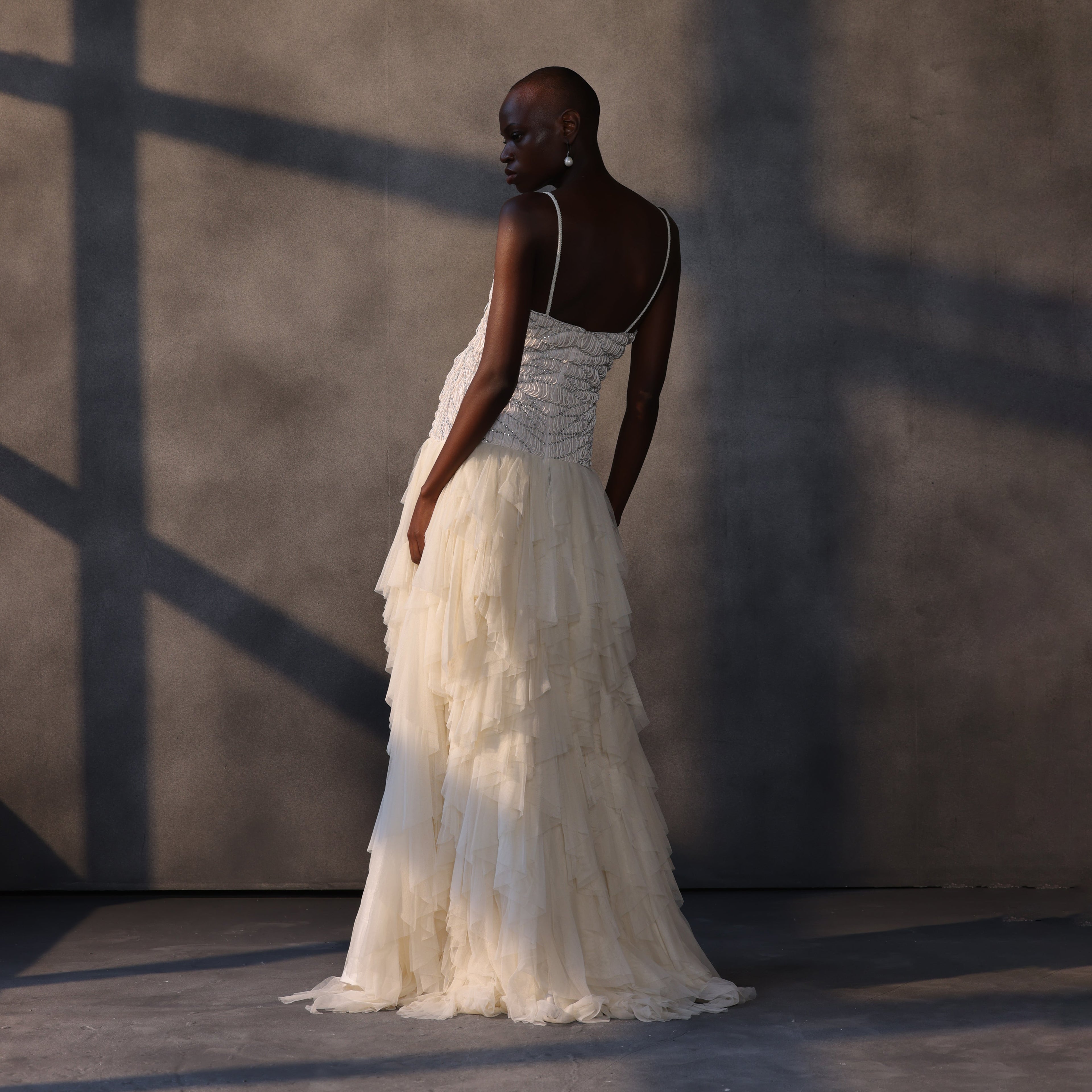 Moonbeam Mirage – Layered Tulle Corset Gown