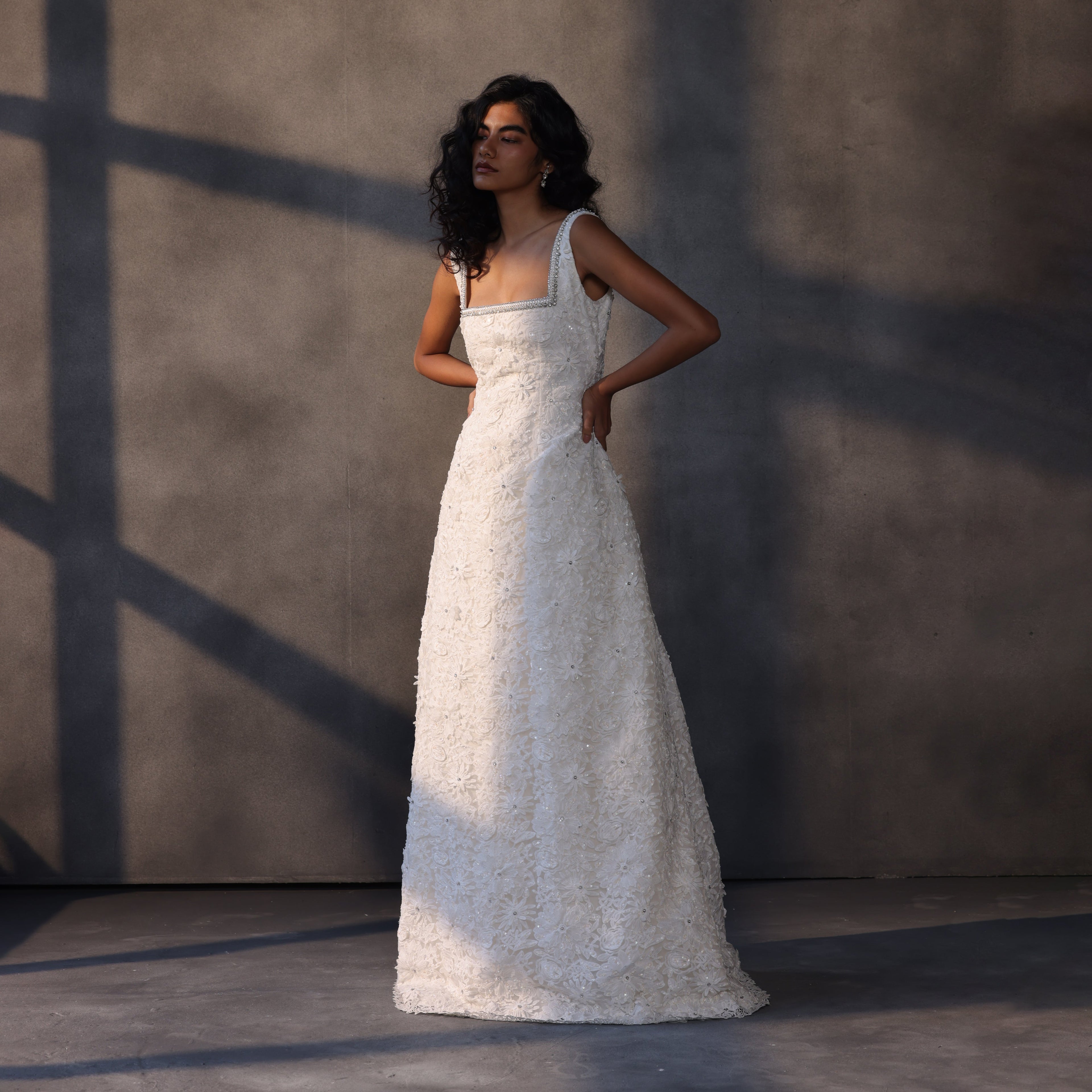 Seraphic Bloom – Appliqué Lace Gown