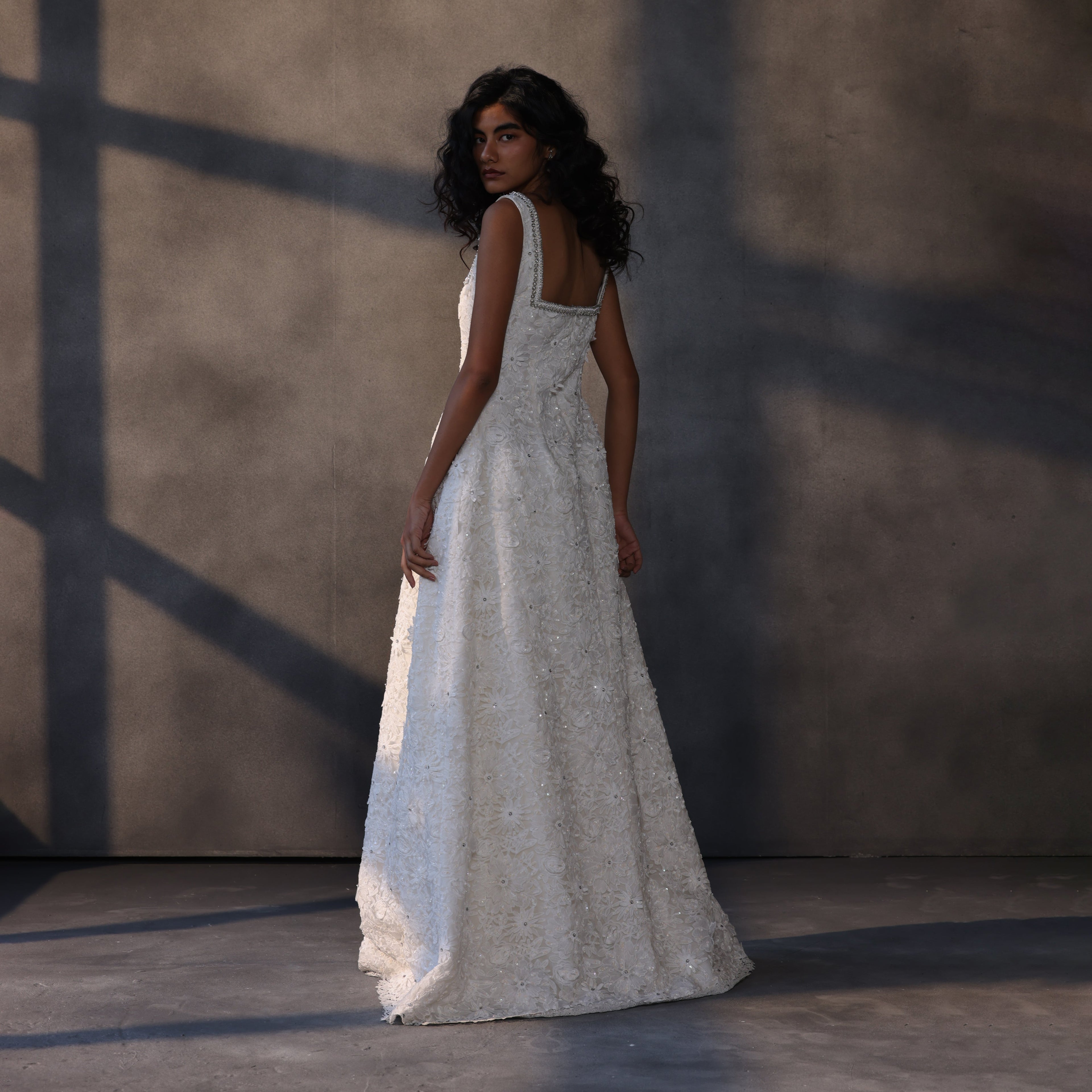 Seraphic Bloom – Appliqué Lace Gown