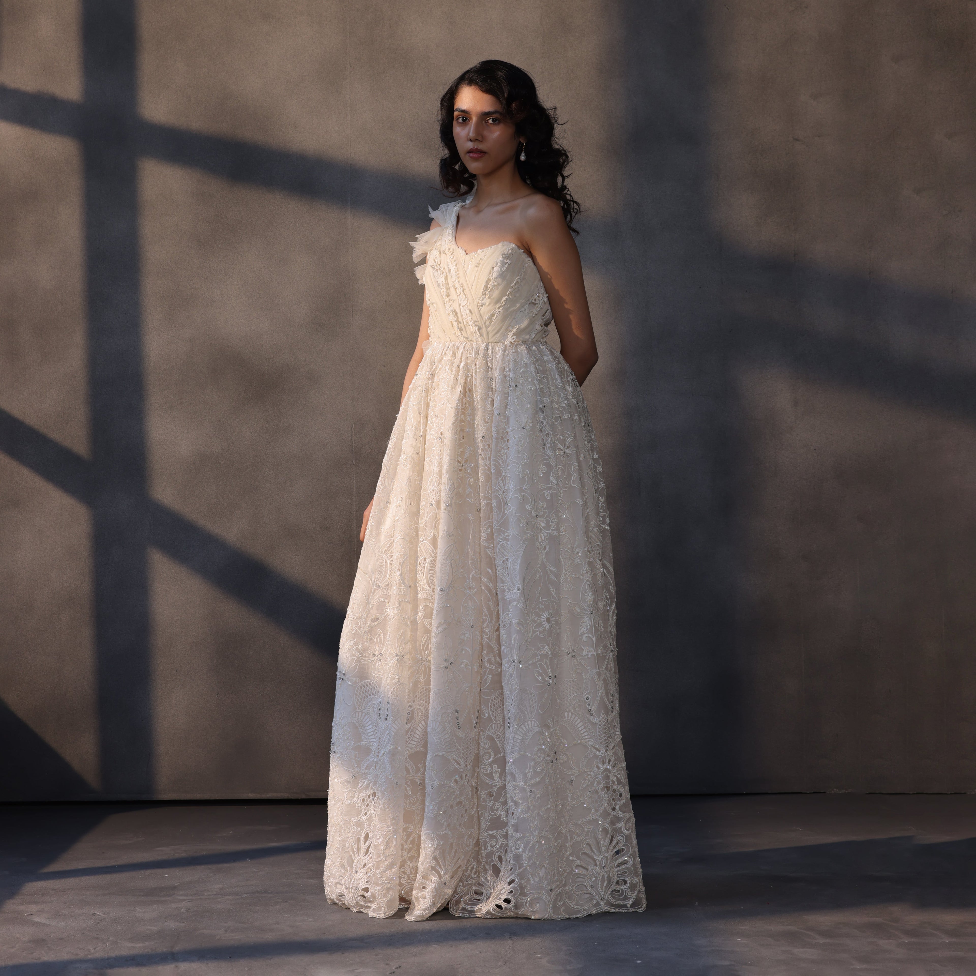 Ivory Cascade Layered Organza Corset Gown Payal Jain Ivory Cascade Layered Organza Corset Gown Payal Jain