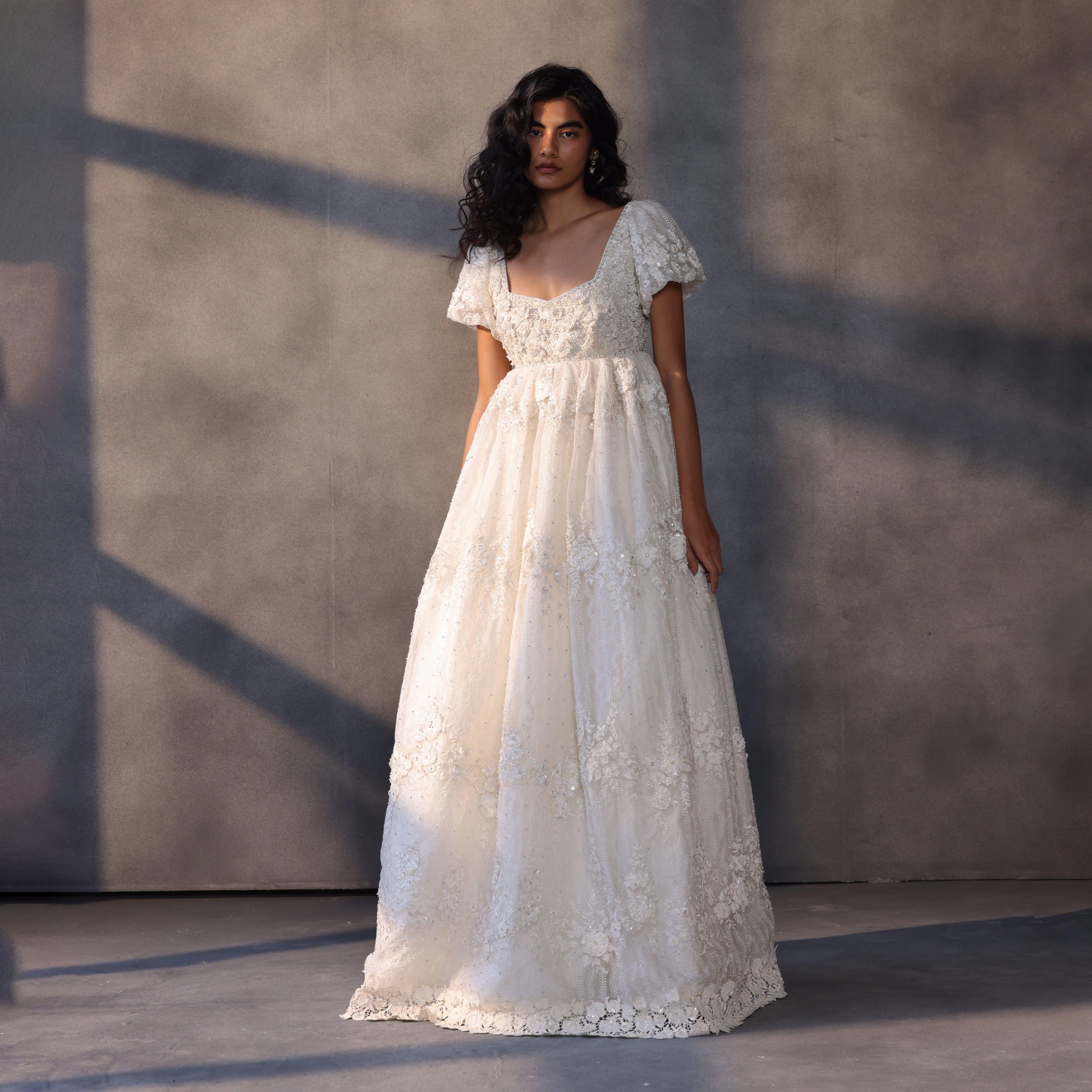 Gilded Twilight – Cutwork Lace Victorian Gown