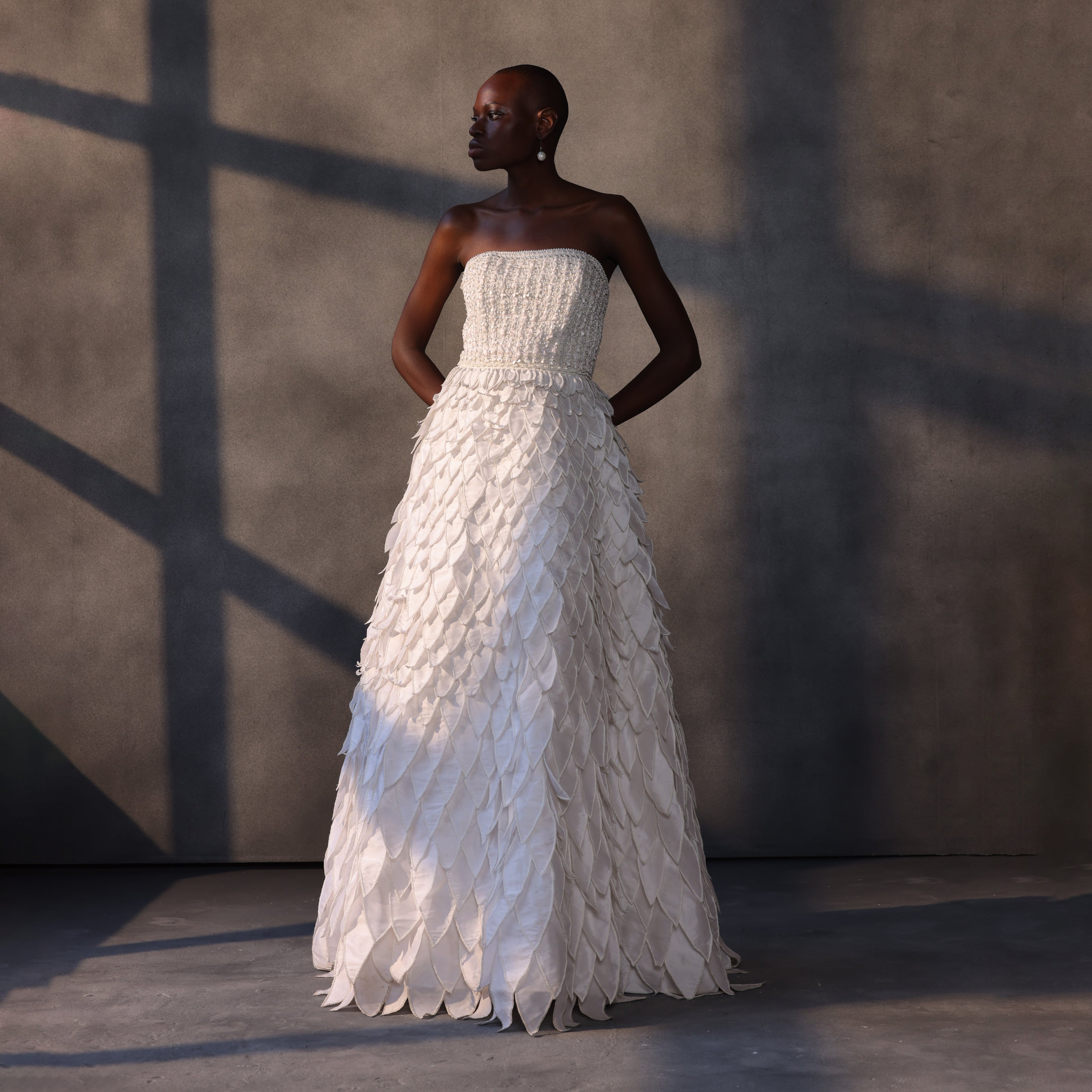 Celestial Bloom – Sculpted Taffeta Gown