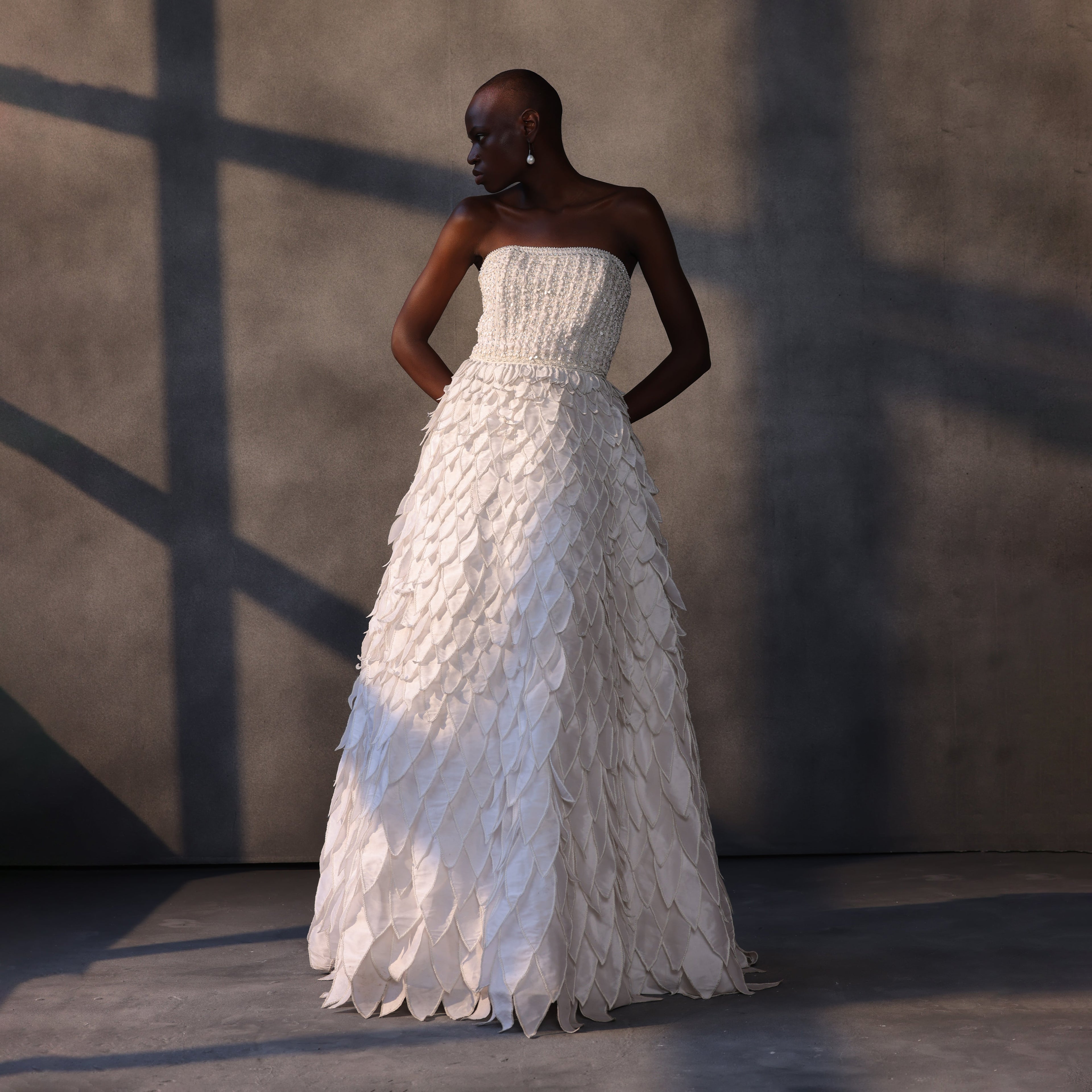 Celestial Bloom – Sculpted Taffeta Gown