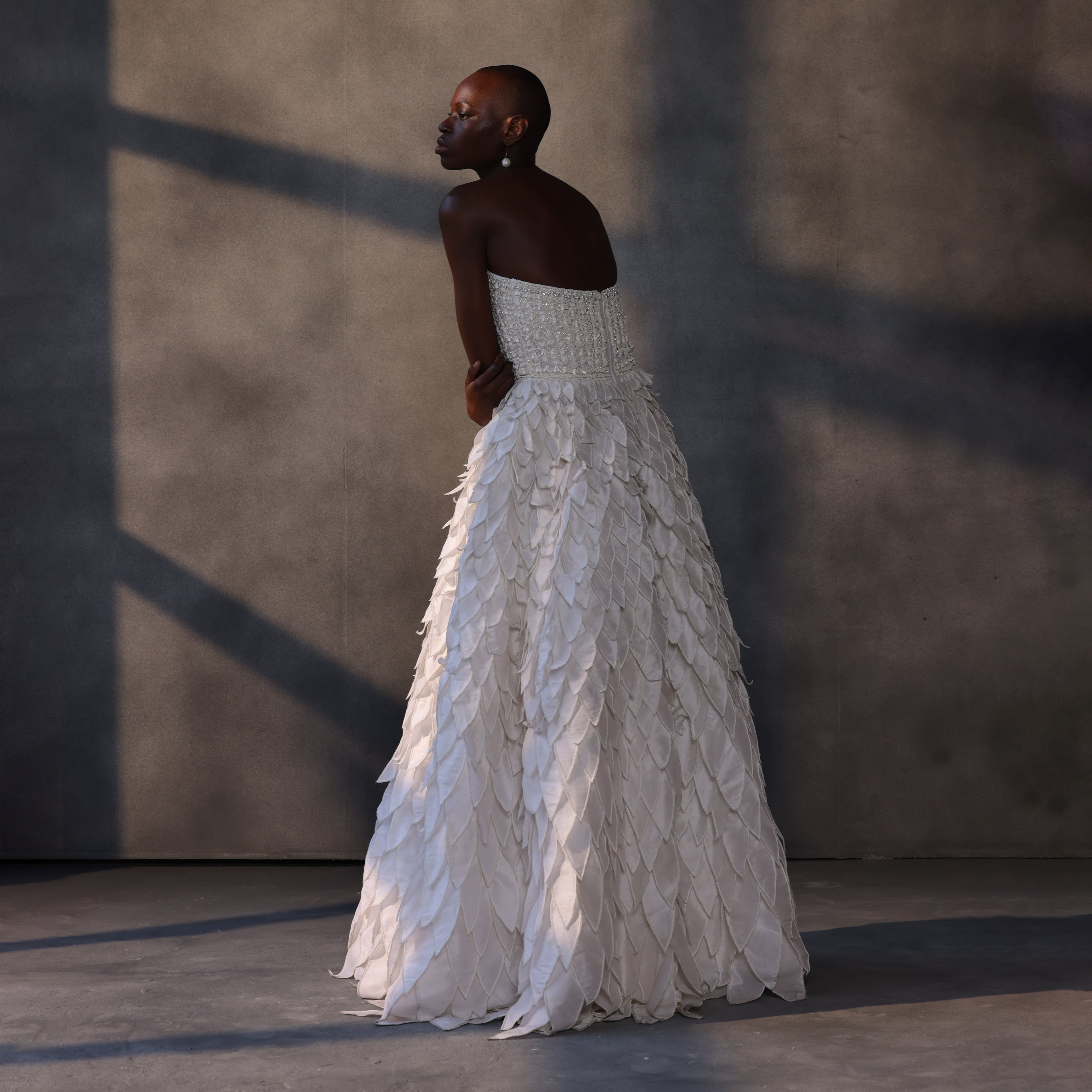 Celestial Bloom – Sculpted Taffeta Gown