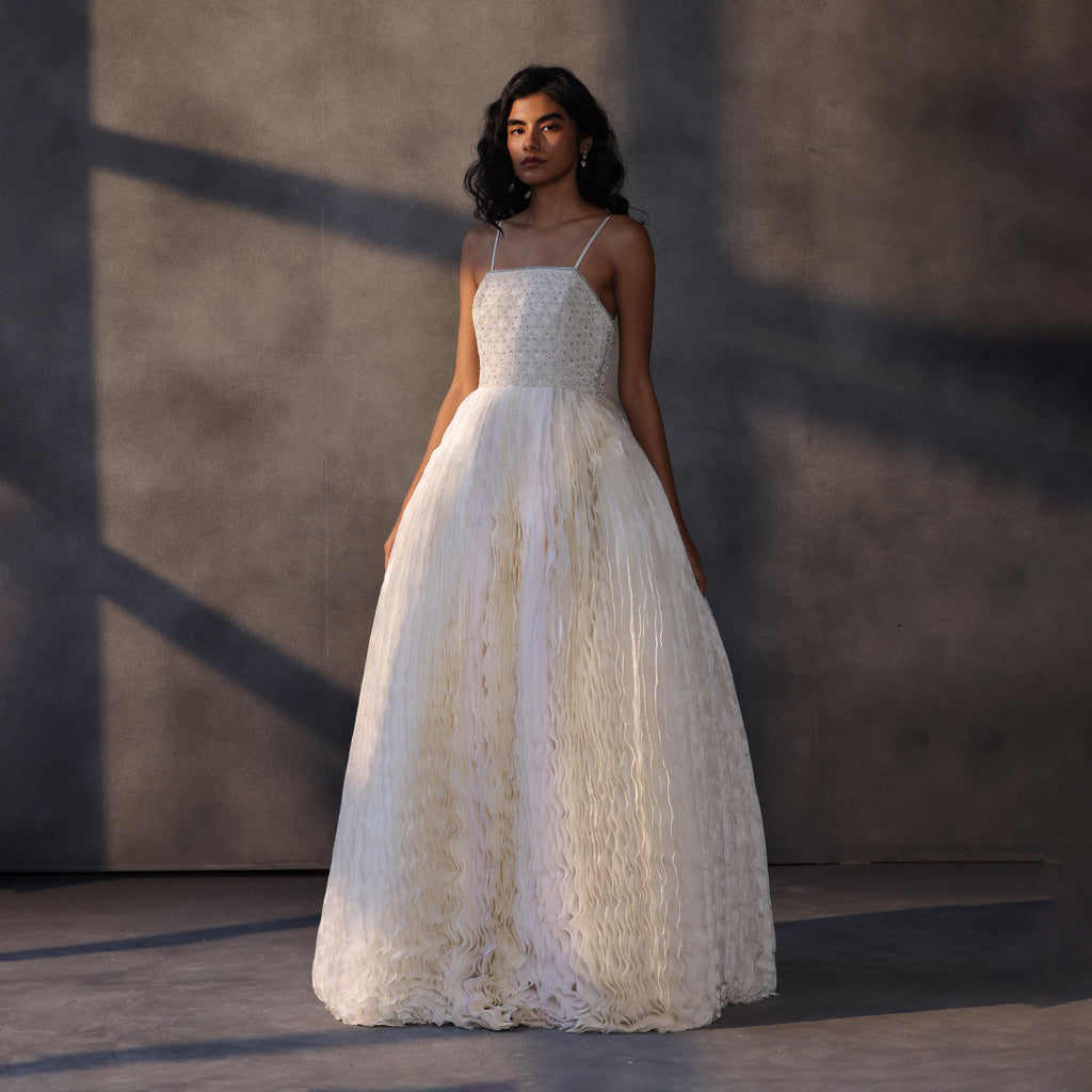 Lunar Serenade – Textured Taffeta Corset Dress