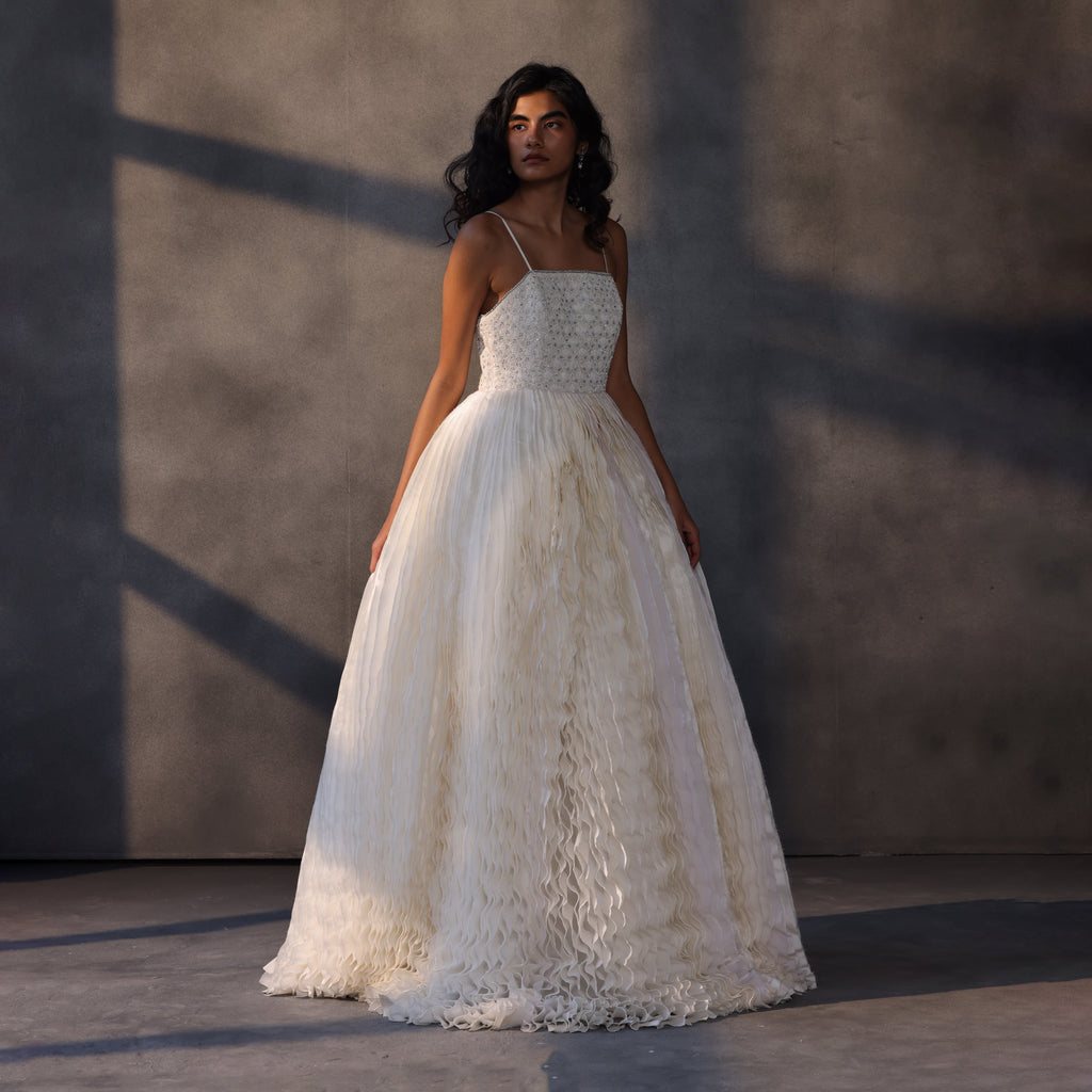 Lunar Serenade – Textured Taffeta Corset Dress