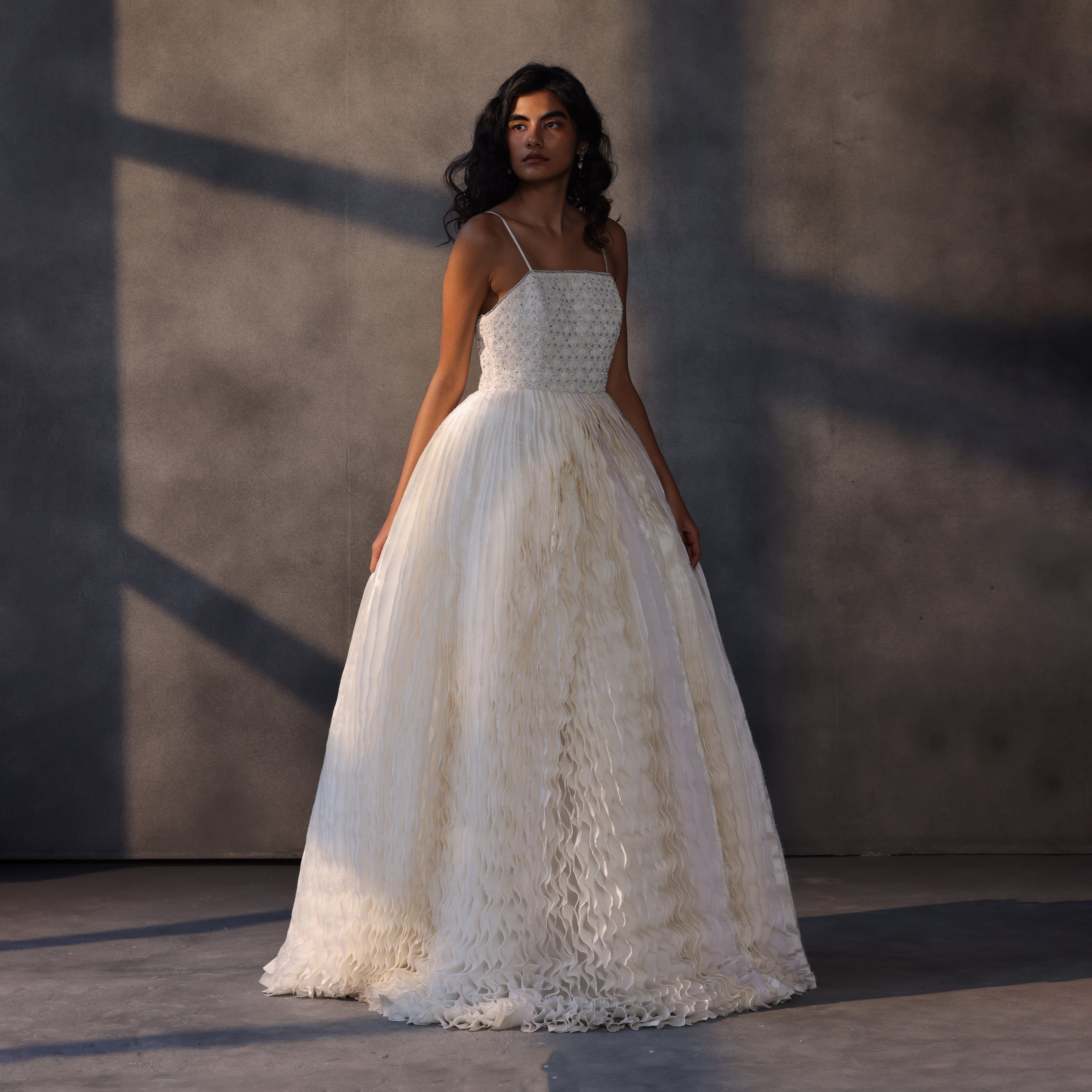 Lunar Serenade – Textured Taffeta Corset Dress