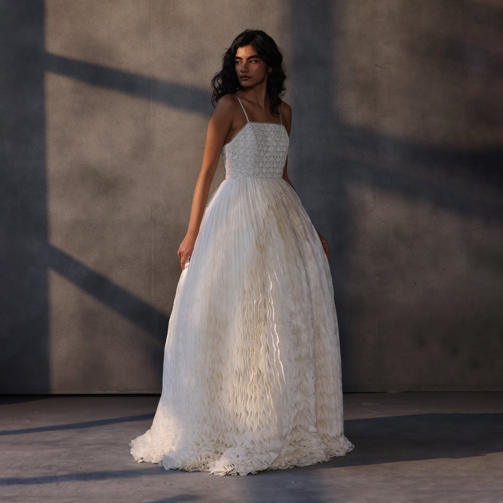 Lunar Serenade – Textured Taffeta Corset Dress