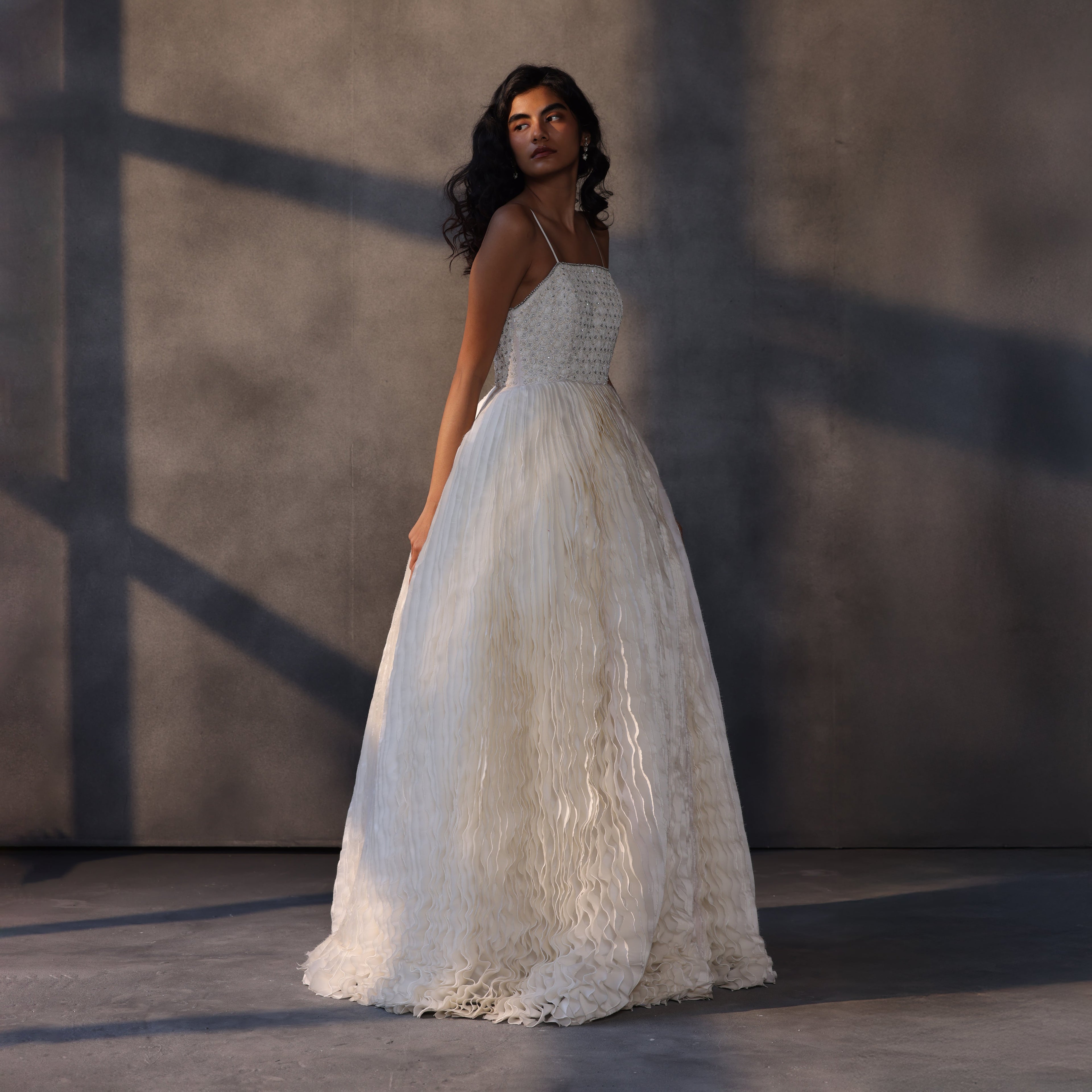 Lunar Serenade – Textured Taffeta Corset Dress