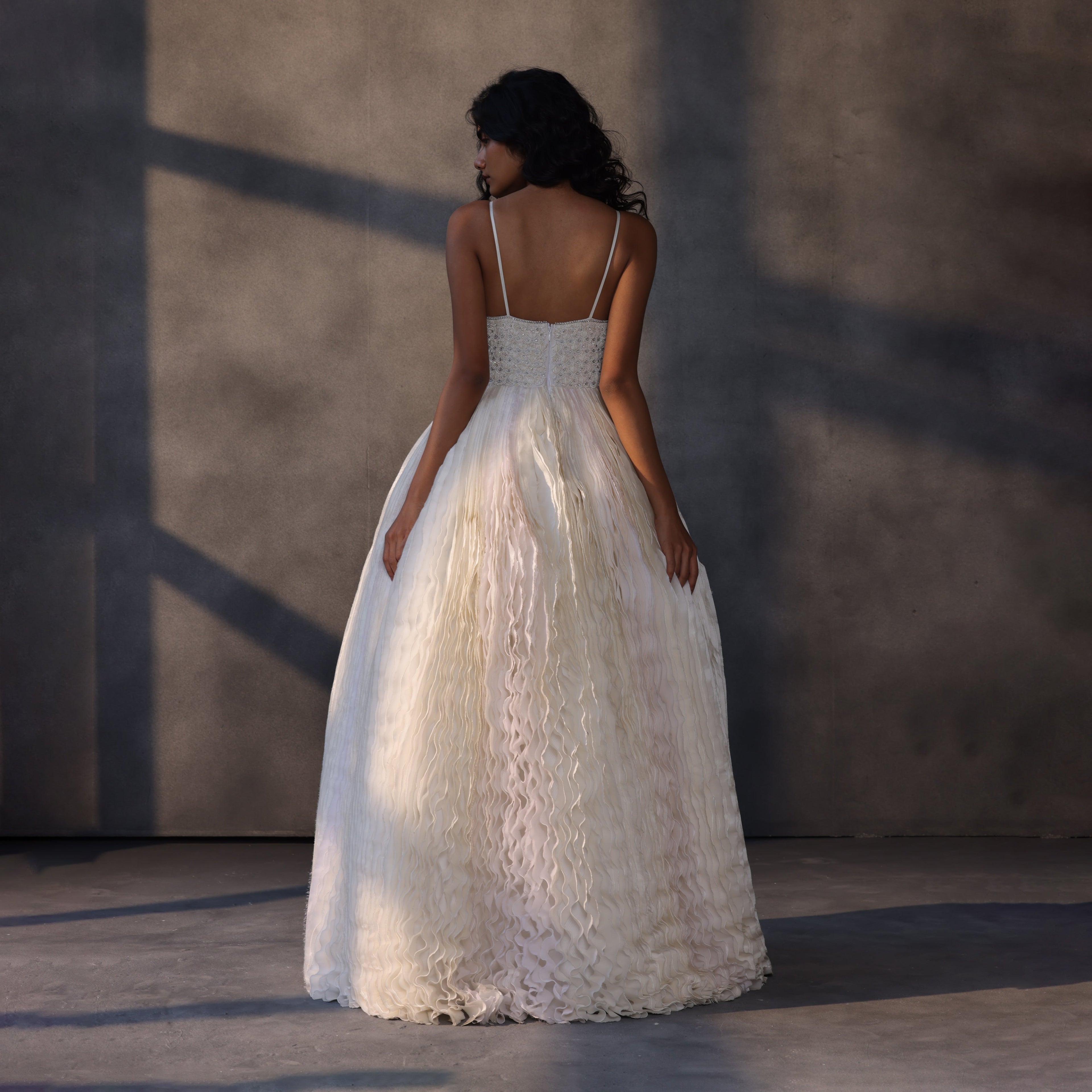 Lunar Serenade – Textured Taffeta Corset Dress