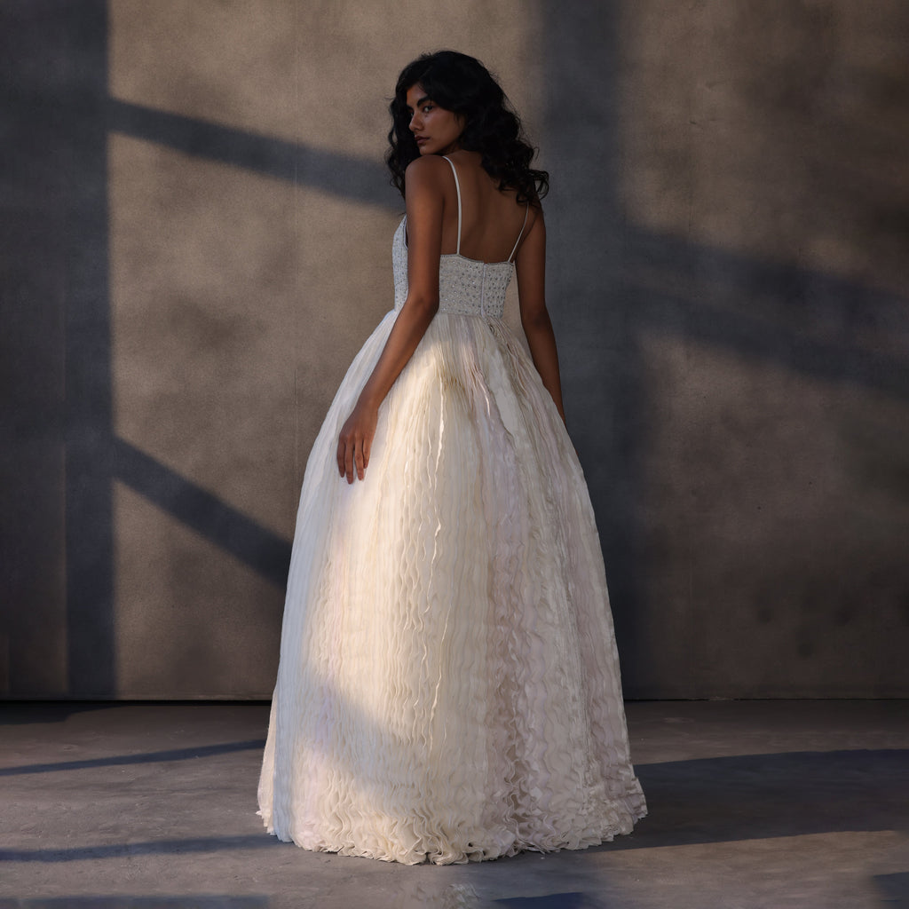 Lunar Serenade – Textured Taffeta Corset Dress