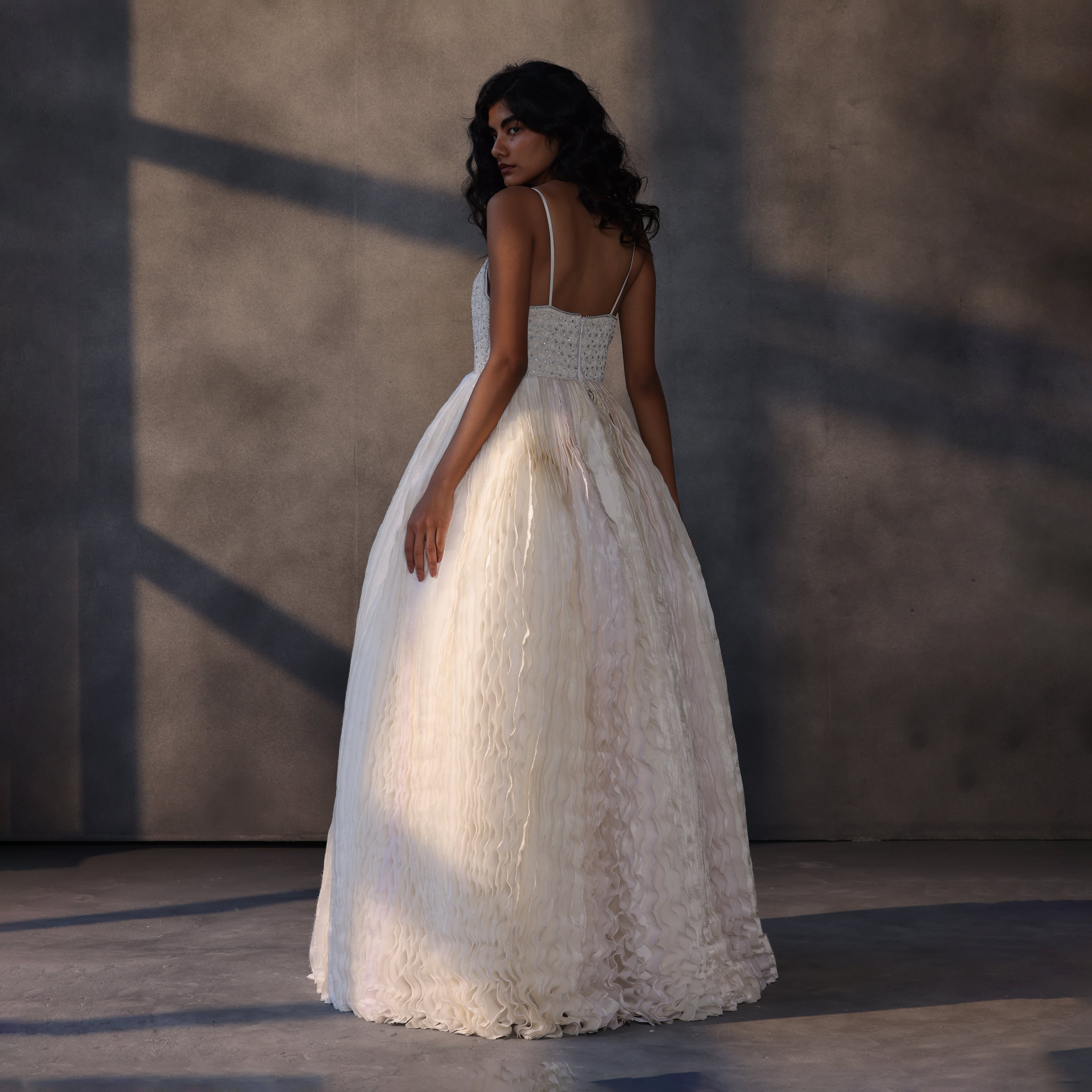 Lunar Serenade – Textured Taffeta Corset Dress