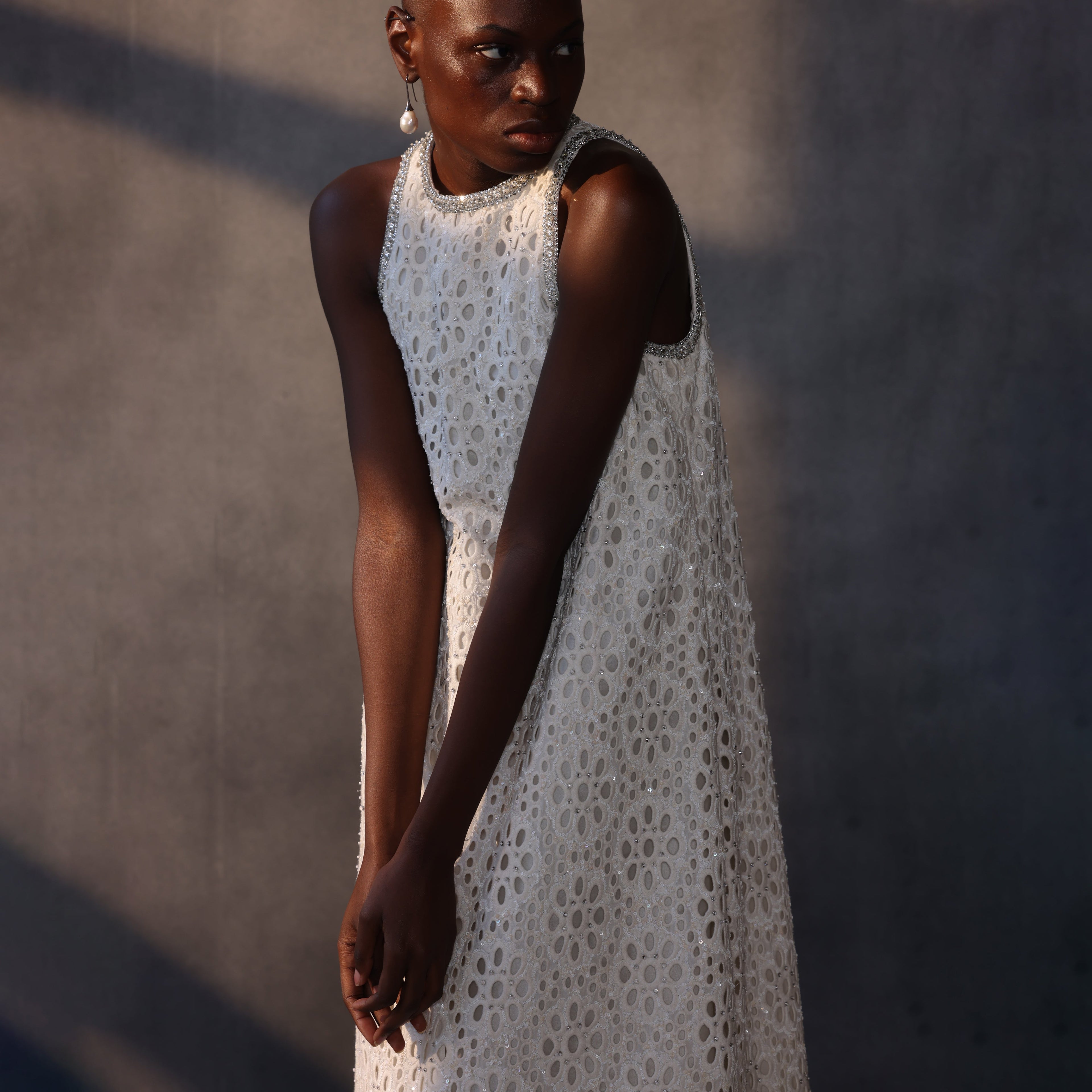 Ivory Dawn Crystal Beaded Lace Shift Gown Payal Jain Ivory Dawn Crystal Beaded Lace Shift Gown Payal Jain