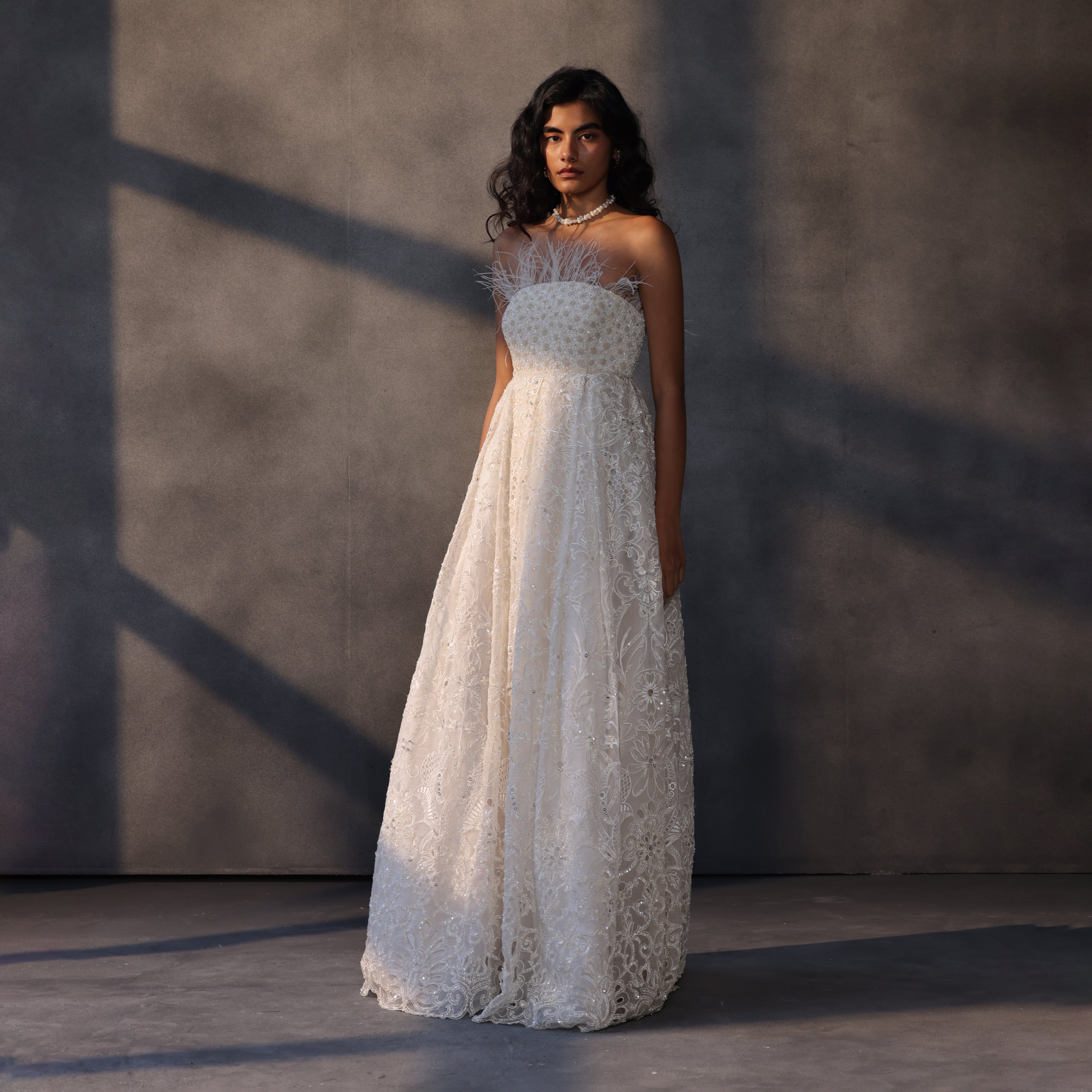 payal jain strapless lace maxi dress Anthropologie Payal Jain Strapless Lace Maxi Dress Size M $338
