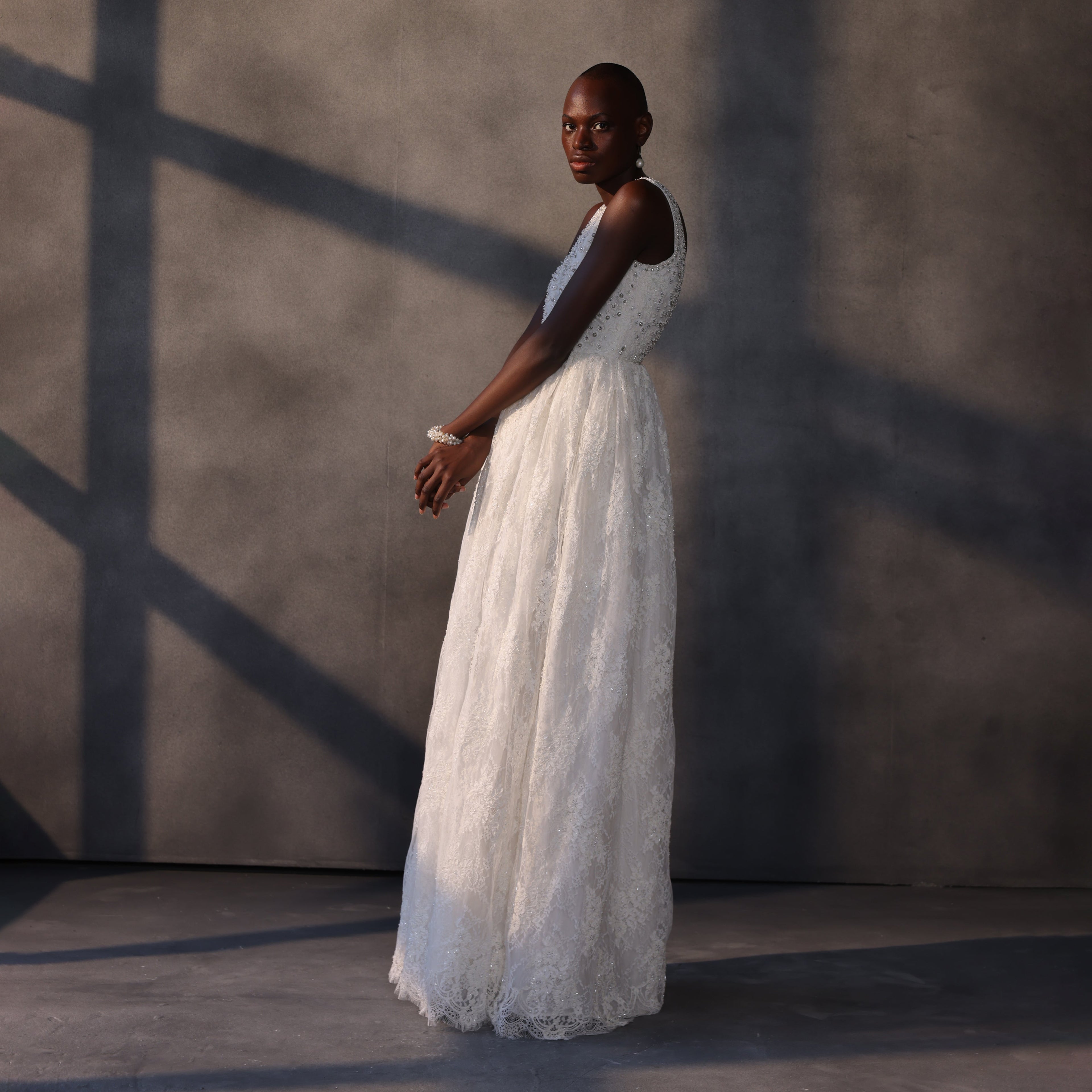 Aurora Mystique – Chantilly Lace Crystal Gown