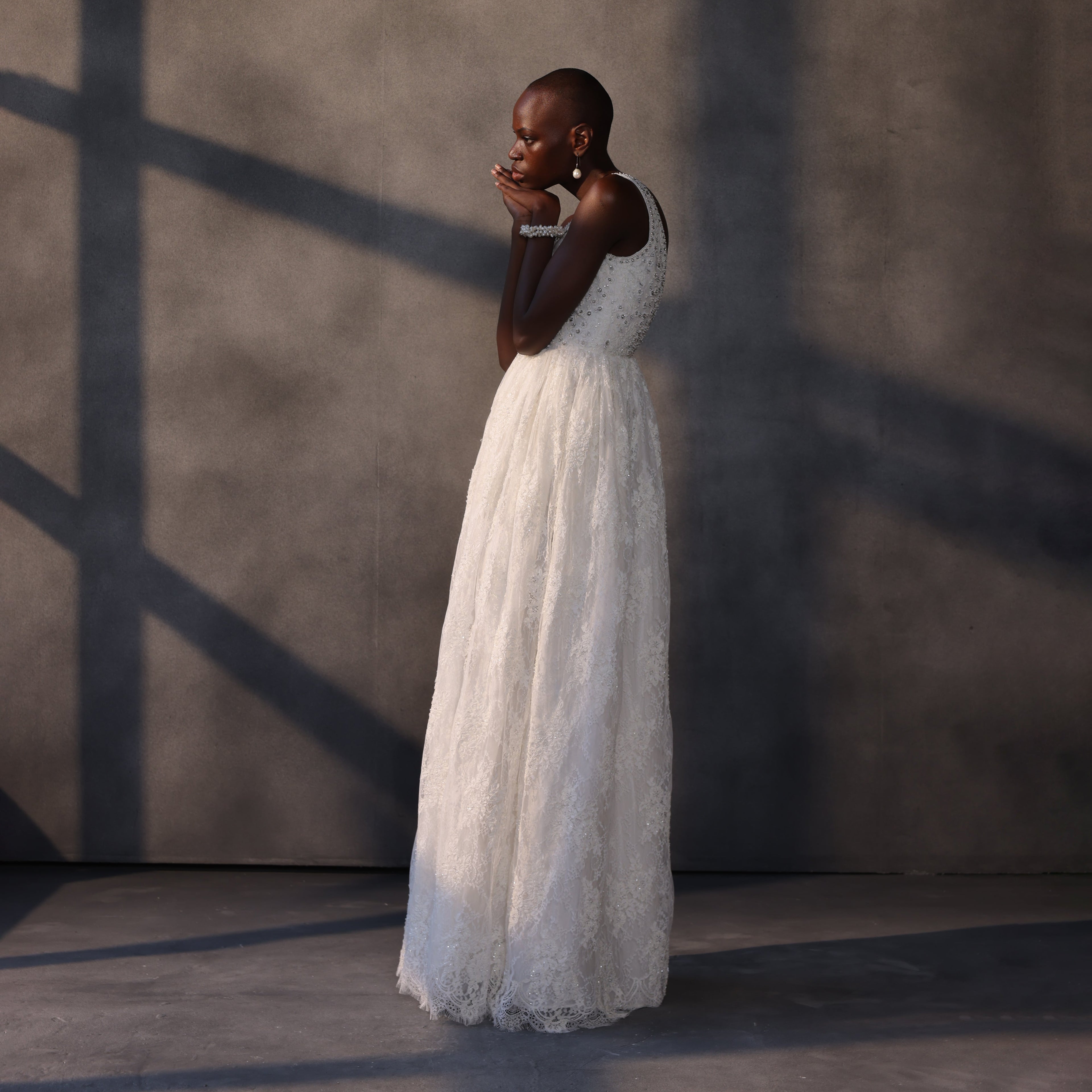 Aurora Mystique – Chantilly Lace Crystal Gown