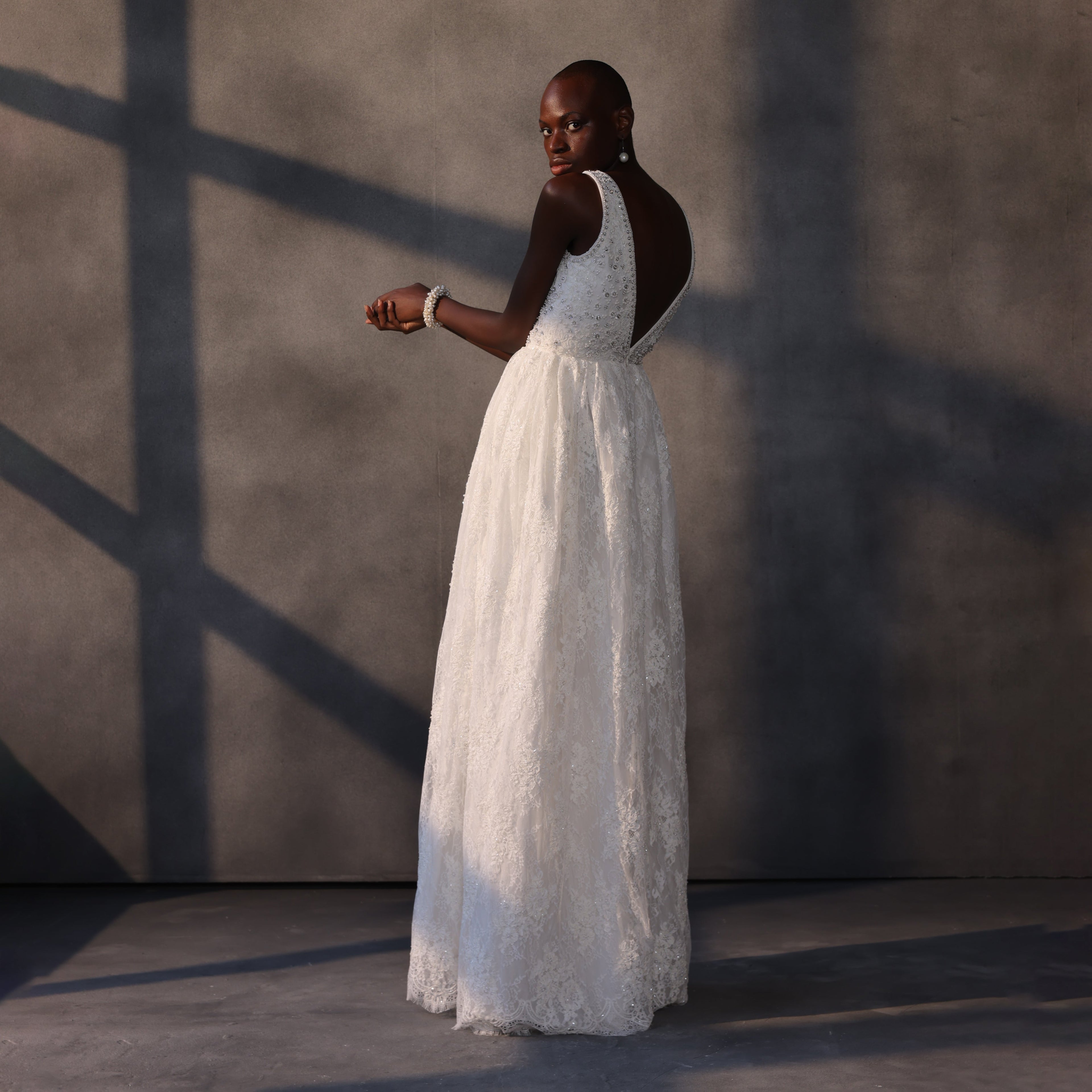 Aurora Mystique – Chantilly Lace Crystal Gown