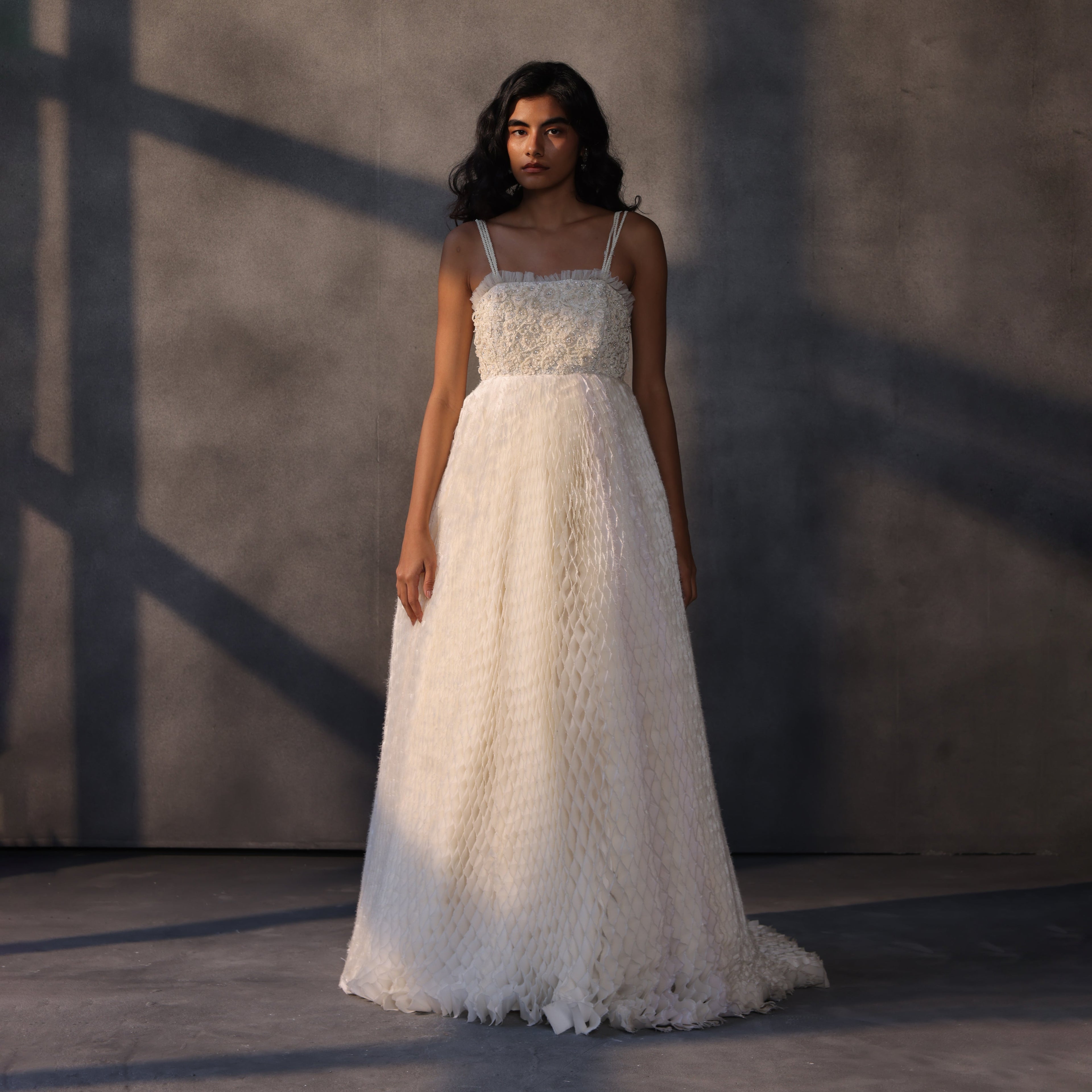 Ivory Eclipse – Handcrafted Taffeta Gown