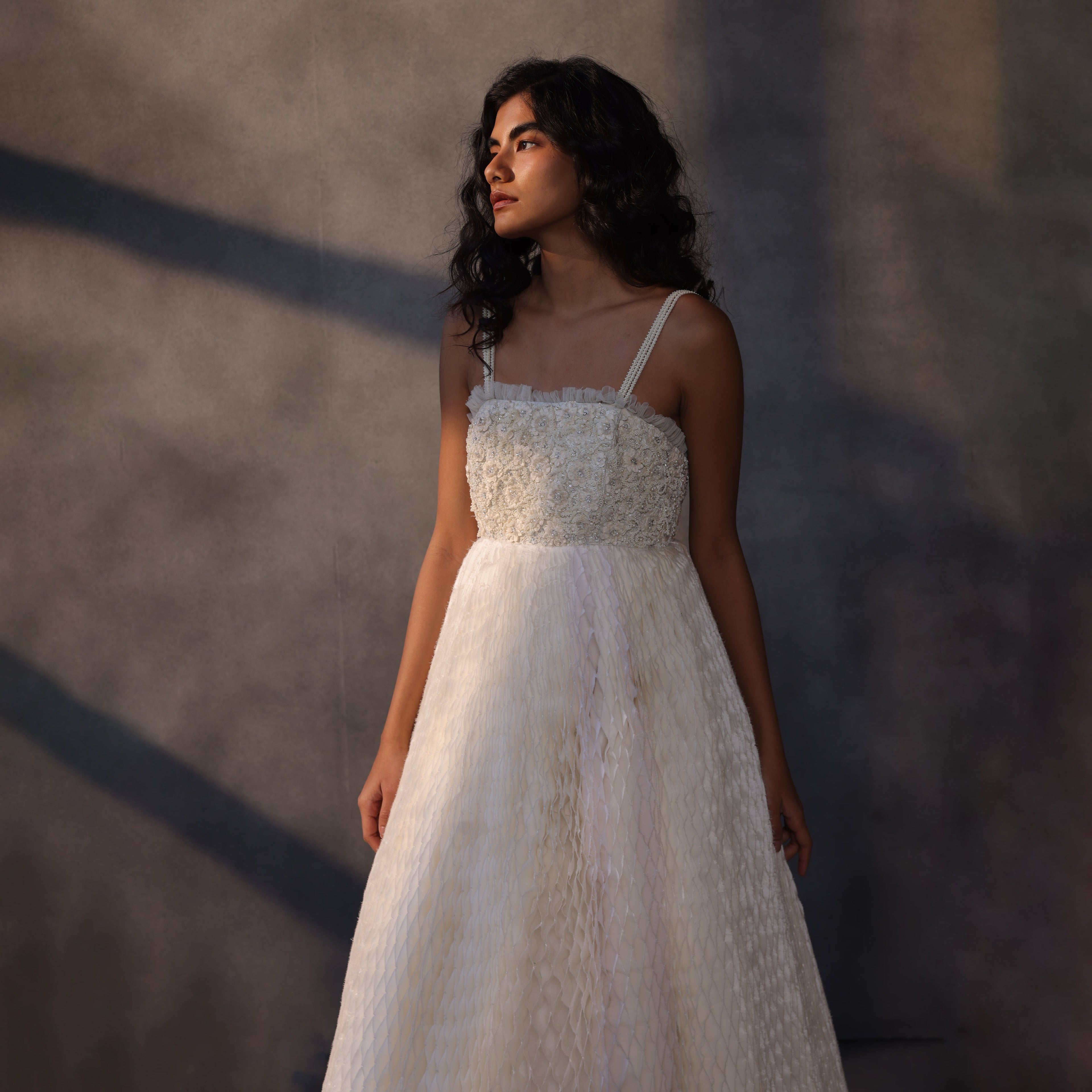 Ivory Eclipse – Handcrafted Taffeta Gown