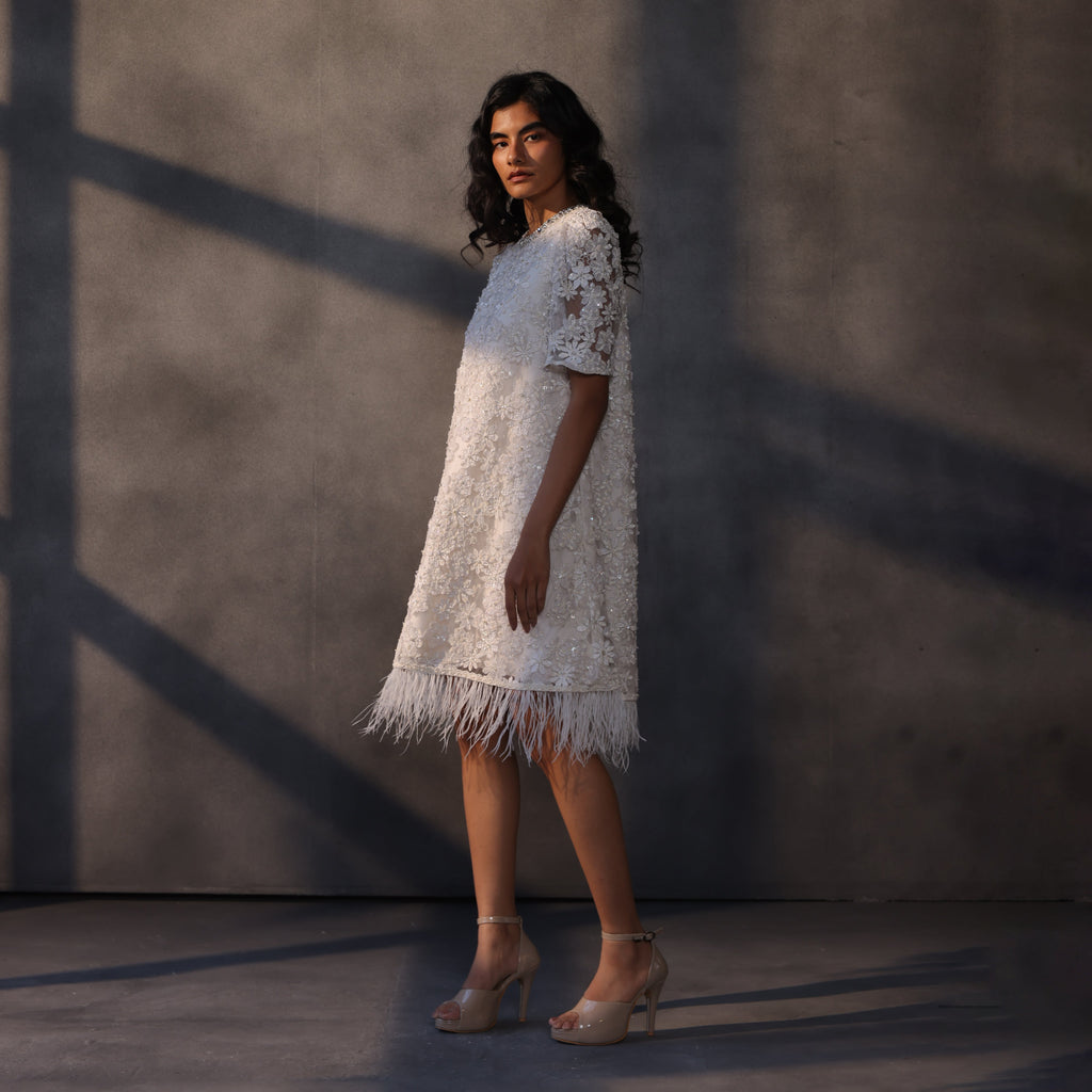 Winter Bloom – Cutwork Appliqué Lace Dress
