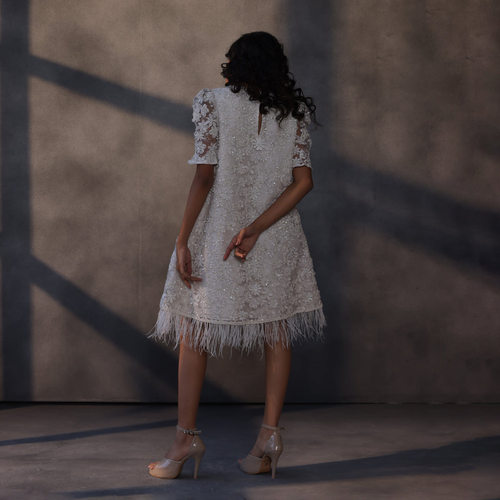 Winter Bloom – Cutwork Appliqué Lace Dress