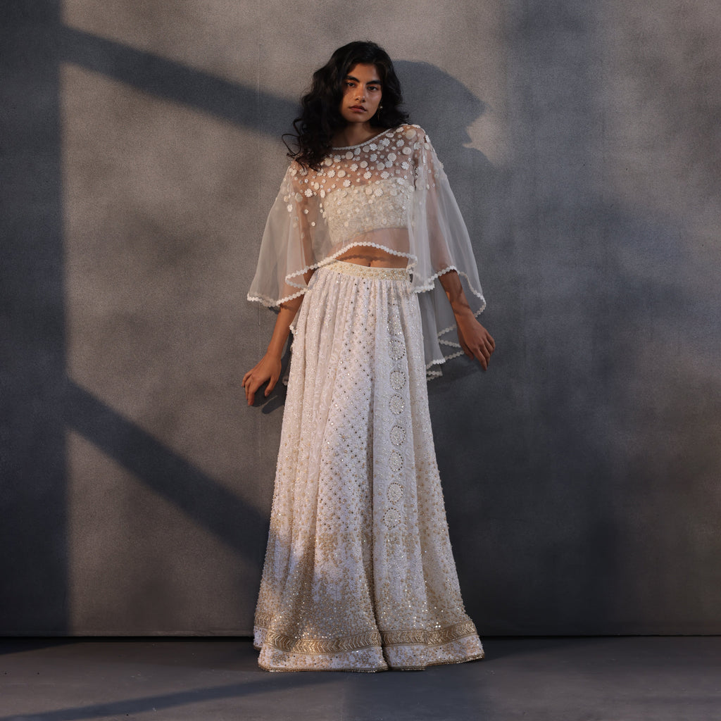 Cloudburst Symphony – Off White Chikankari Masterpiece